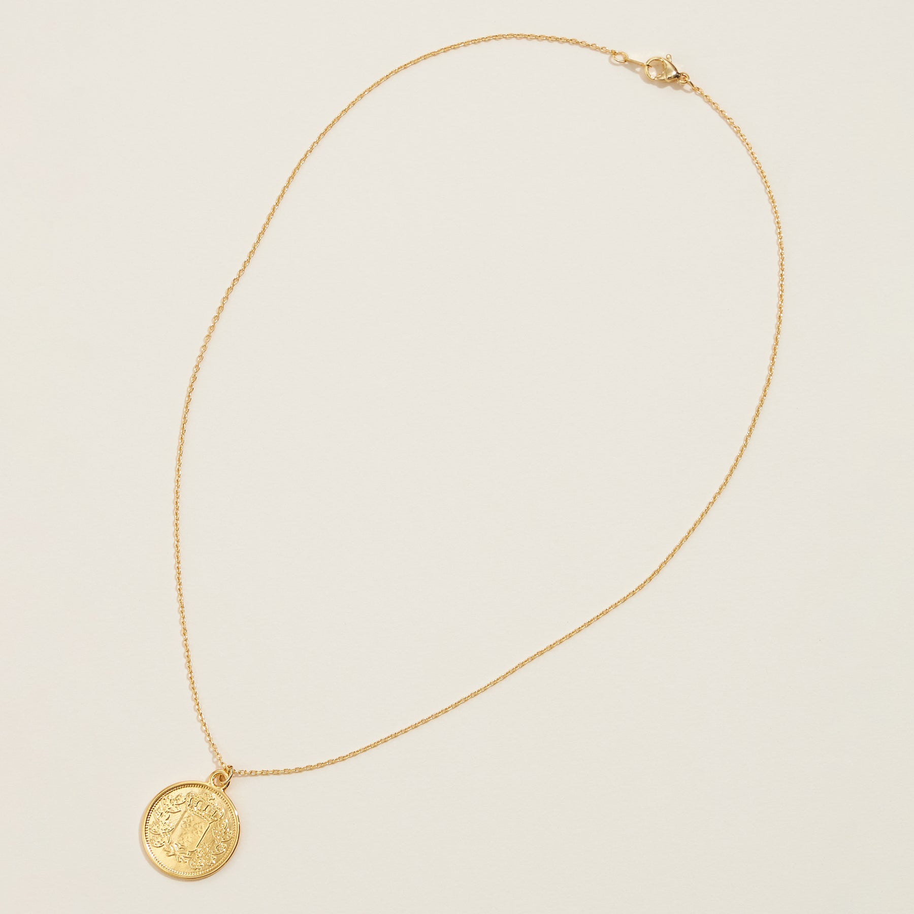 Gold Dipped Double Sided Coin Pendant Necklace - Frem