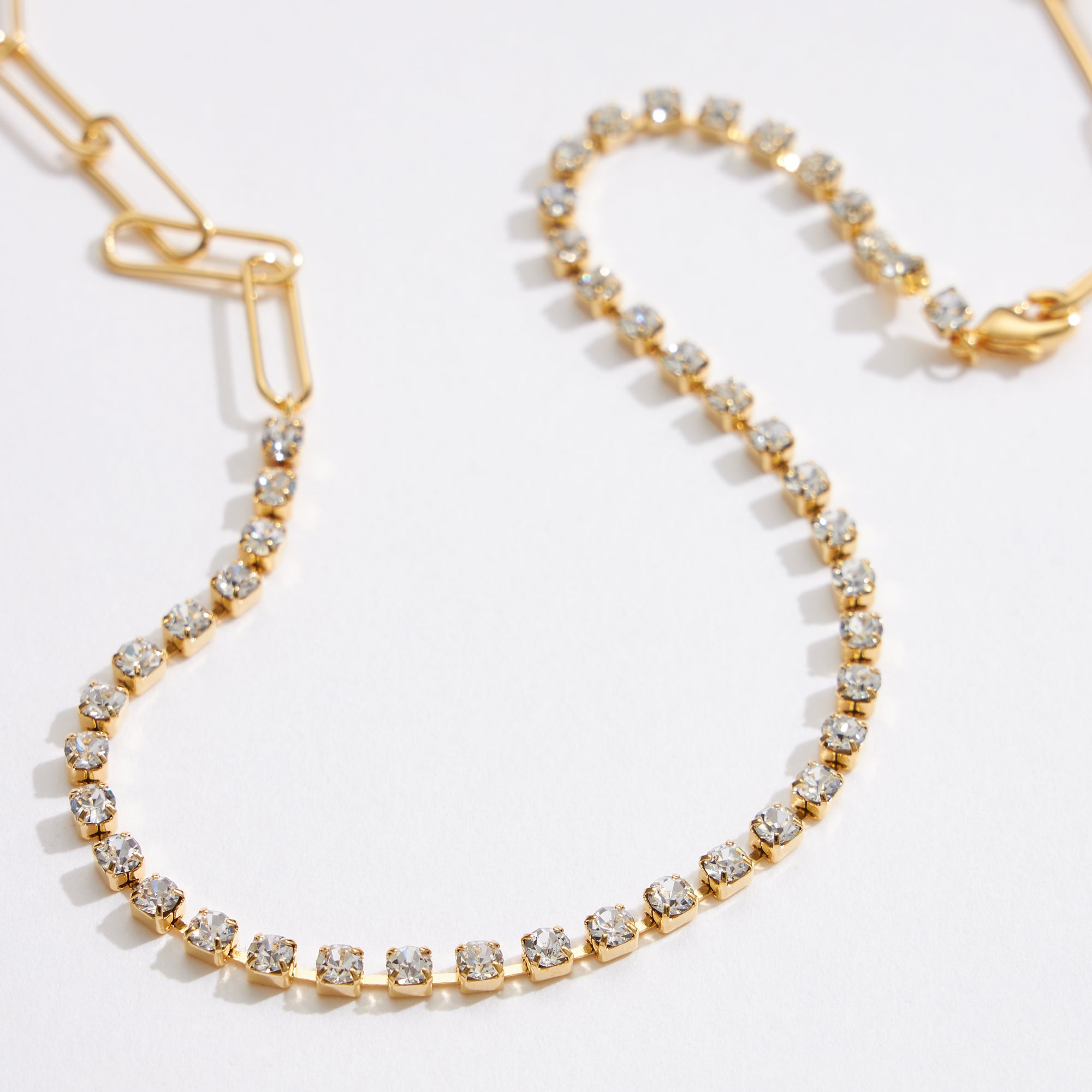 paperclip and crystal necklace