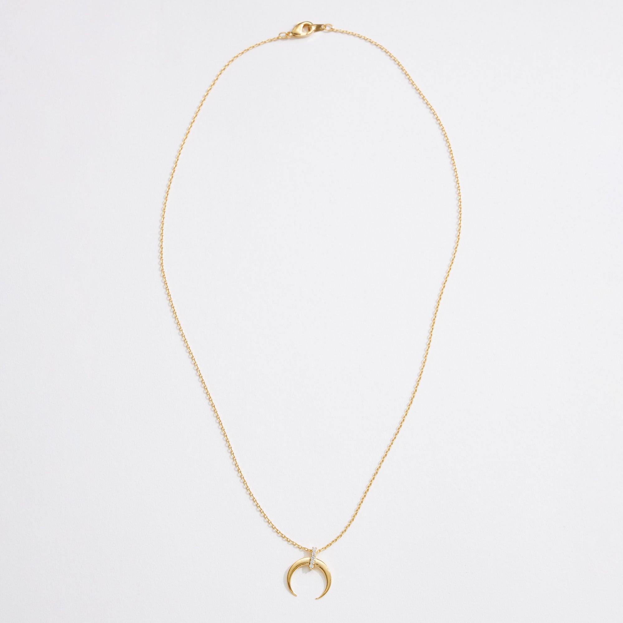 Gold Dipped CZ Crescent Pendant Necklace - Frem