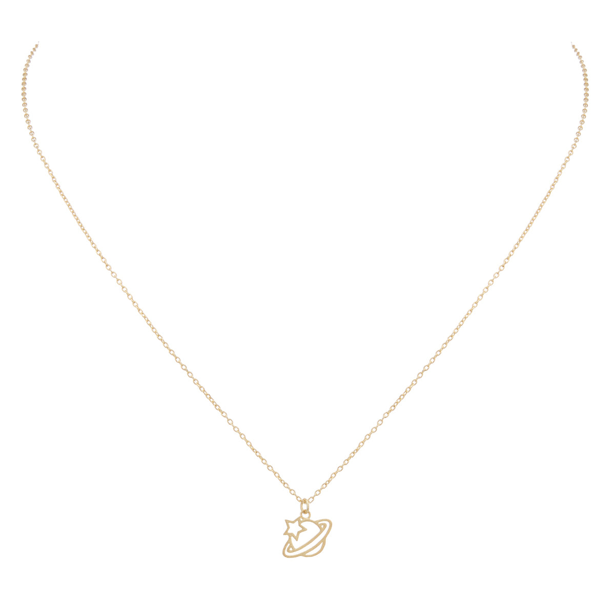 Gold Dipped Brushed Saturn Necklace - Frem