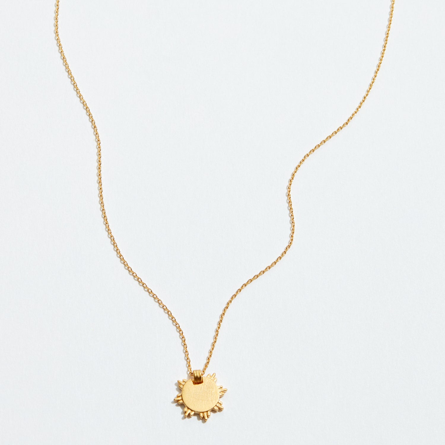 Gold Dipped Brushed Sun Pendant Necklace - Frem
