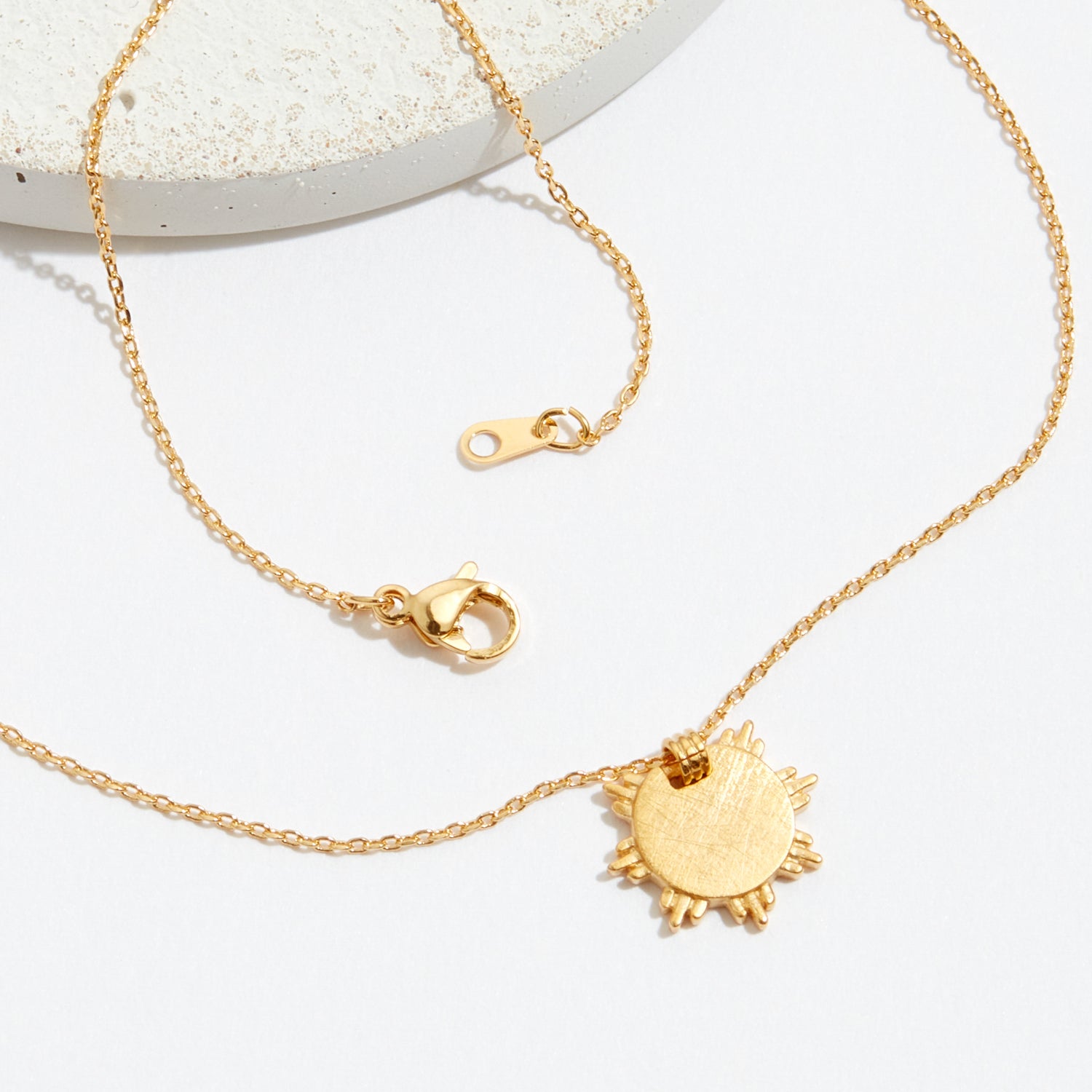 Gold Dipped Brushed Sun Pendant Necklace - Frem