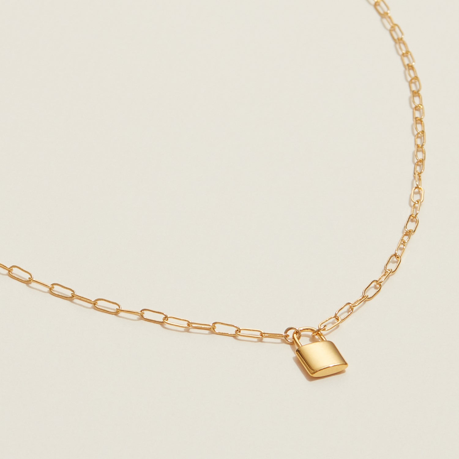 Gold Dipped Petite Lock Pendant Necklace - Frem