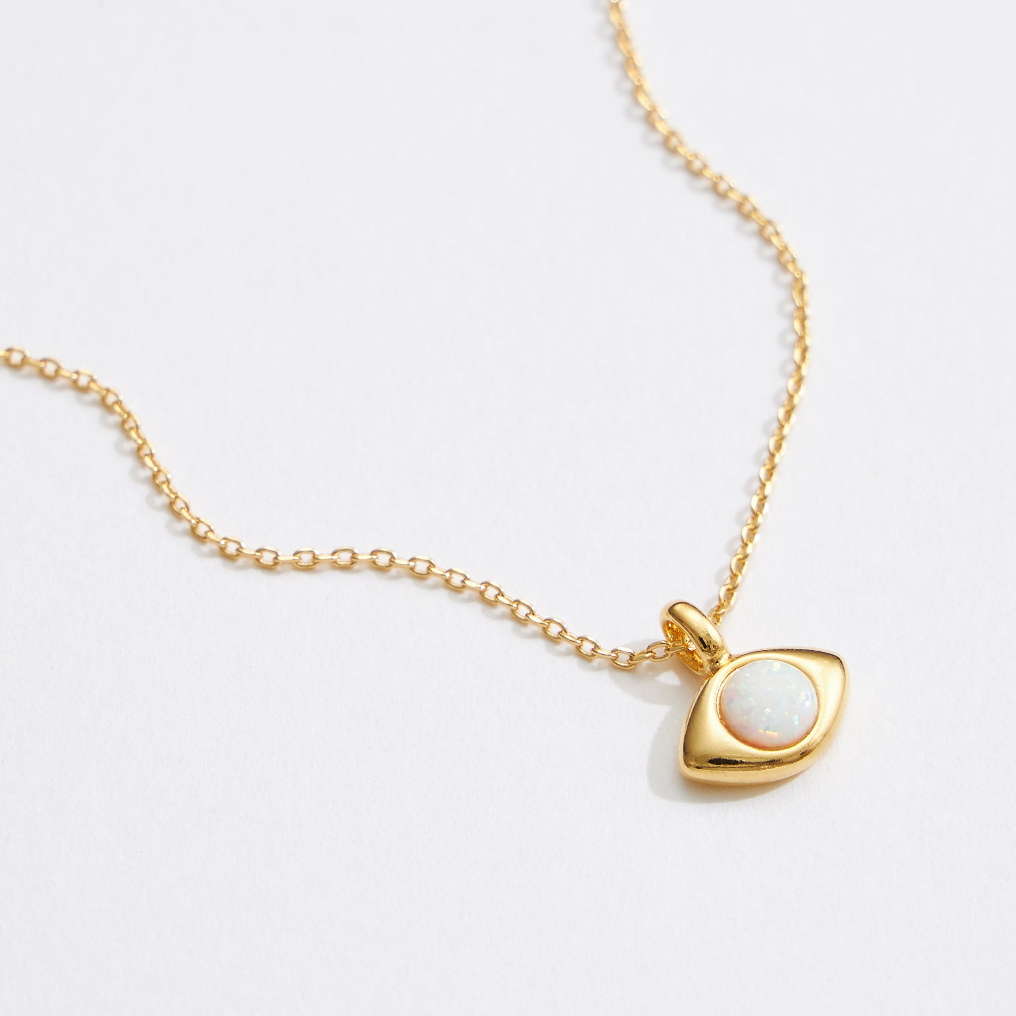Gold Dipped Opal Evil Eye Necklace - Frem