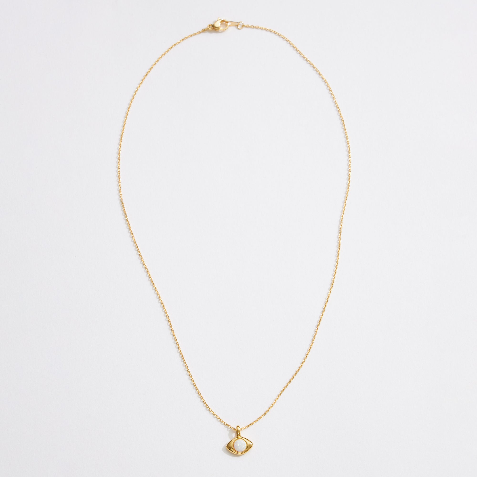 Gold Dipped Opal Evil Eye Necklace - Frem