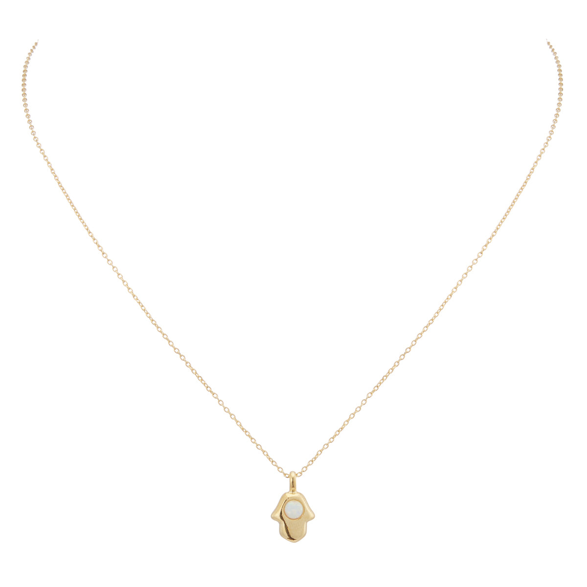 Gold Dipped Opal Hamsa Pendant Necklace - Frem