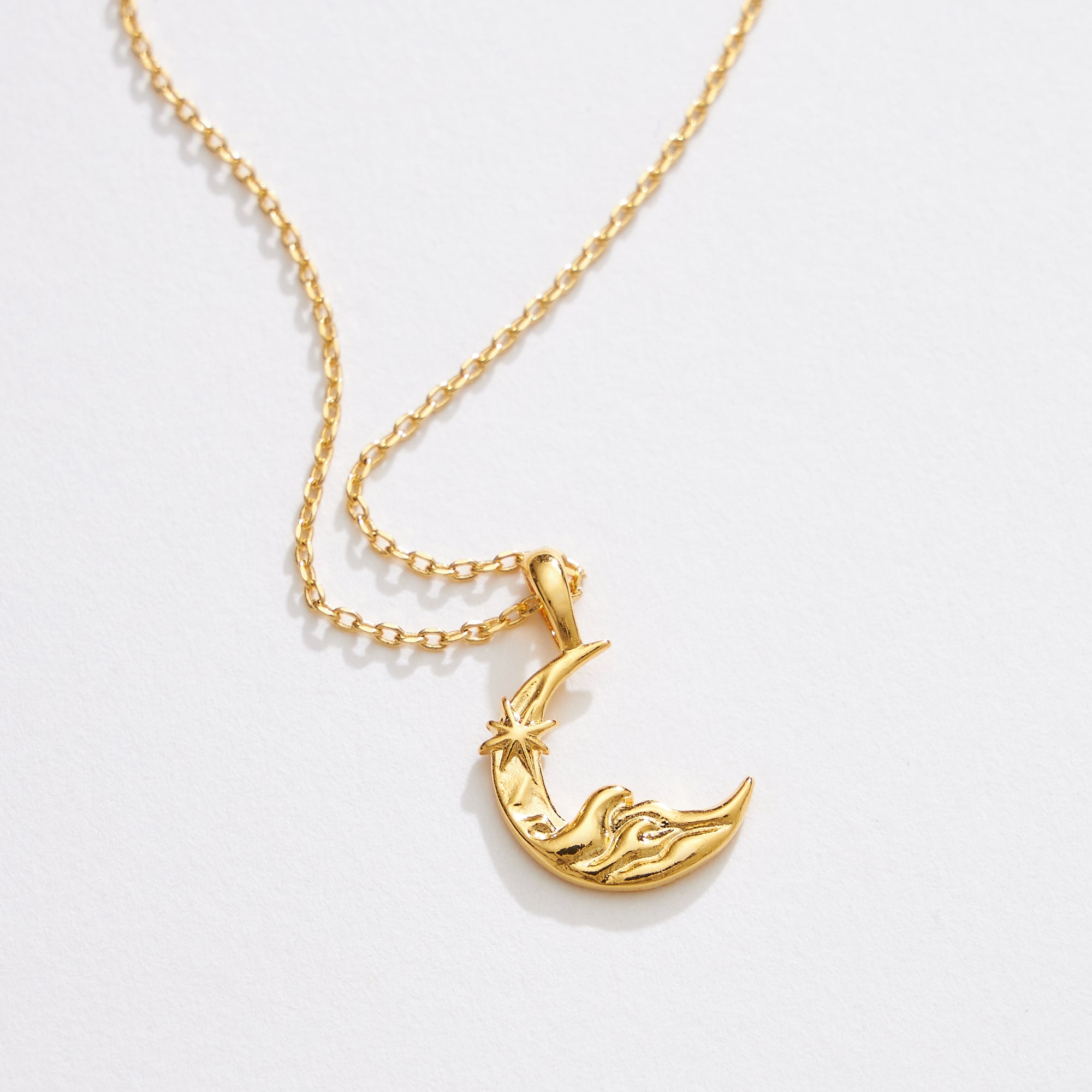 Gold Crescent Moon Pendant Necklace