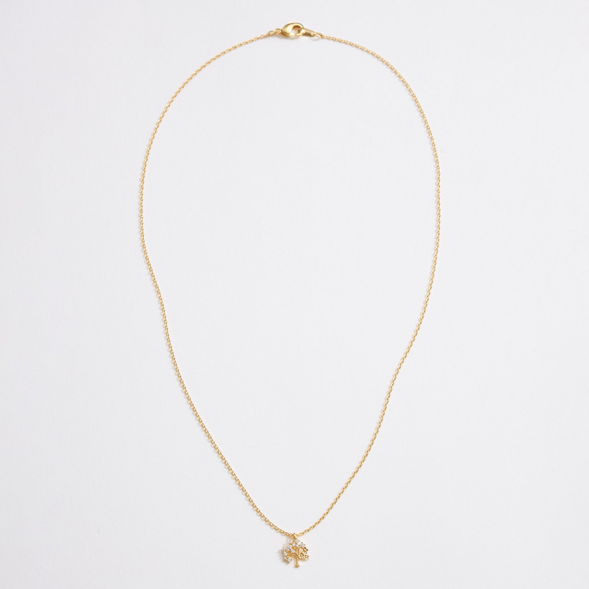 Gold Dipped CZ Dainty Tree Pendant Necklace - Frem