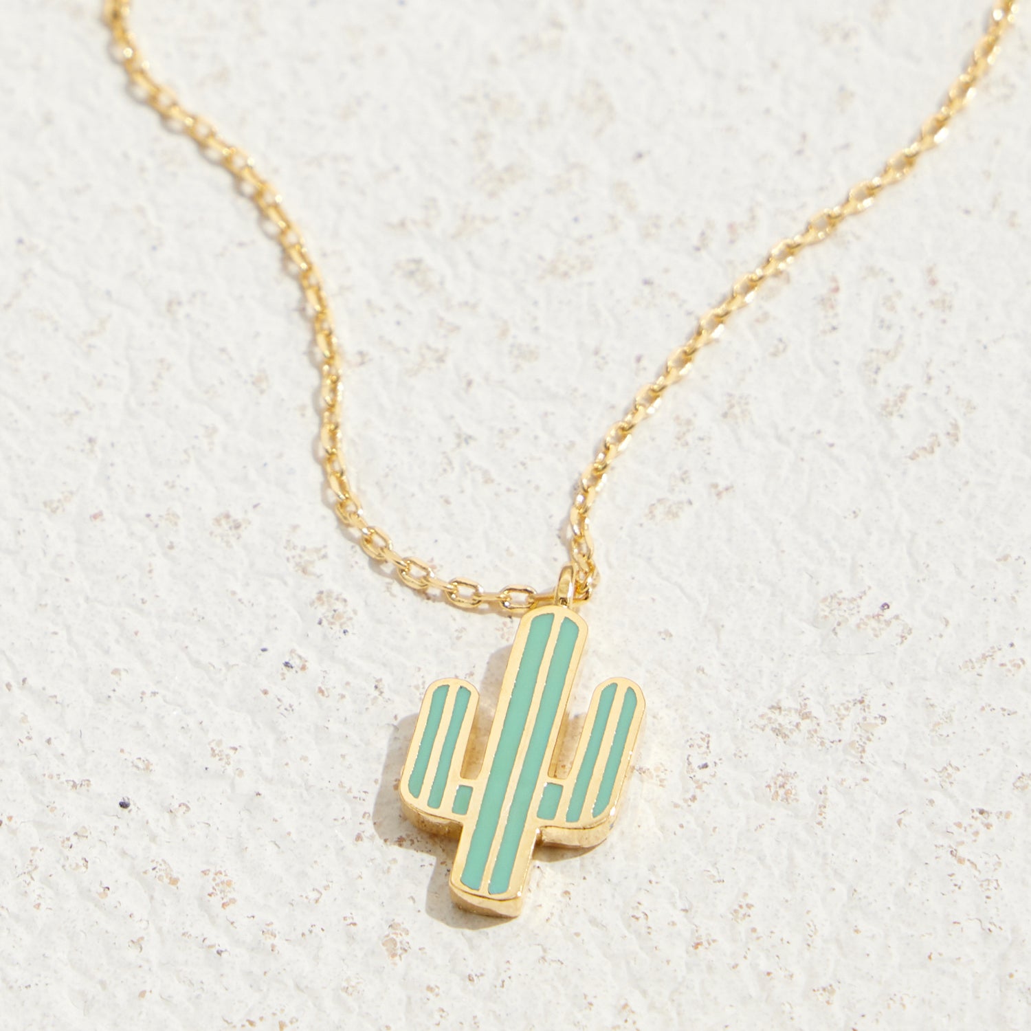 Gold Dipped Cactus Pendant Necklace - Frem