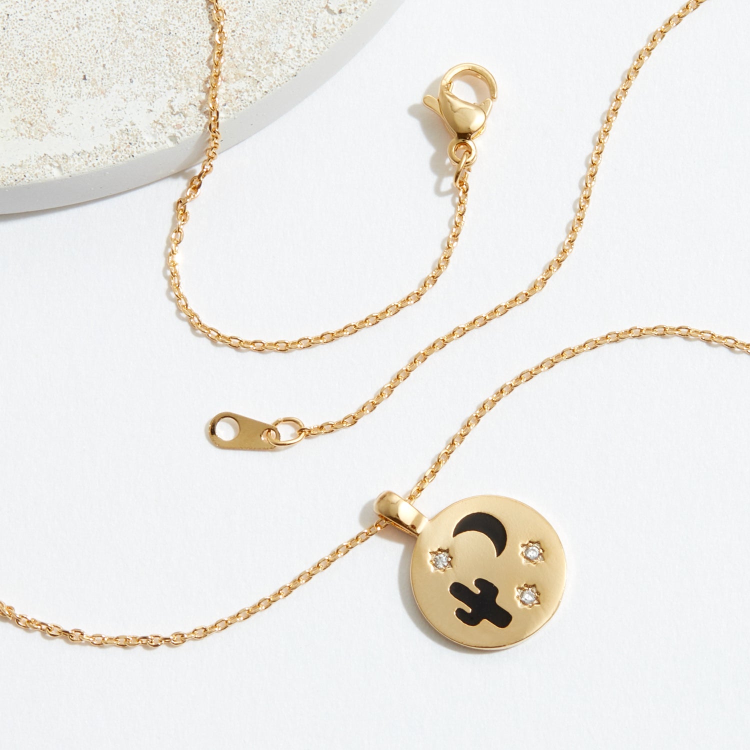 Gold Dipped Cactus and Moon Necklace - Frem
