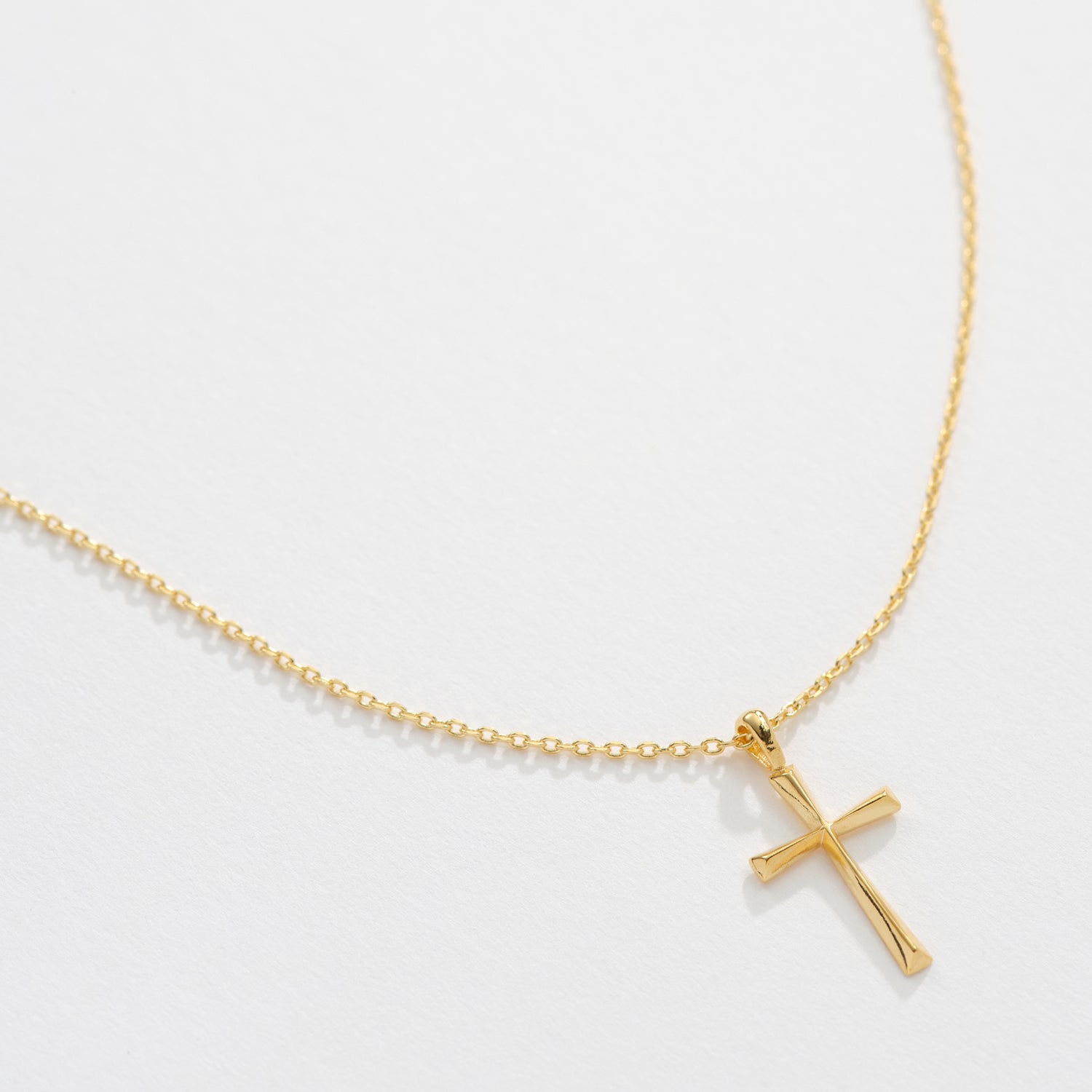 18K Gold Dipped Cross Necklace – Minimal Brass Pendant