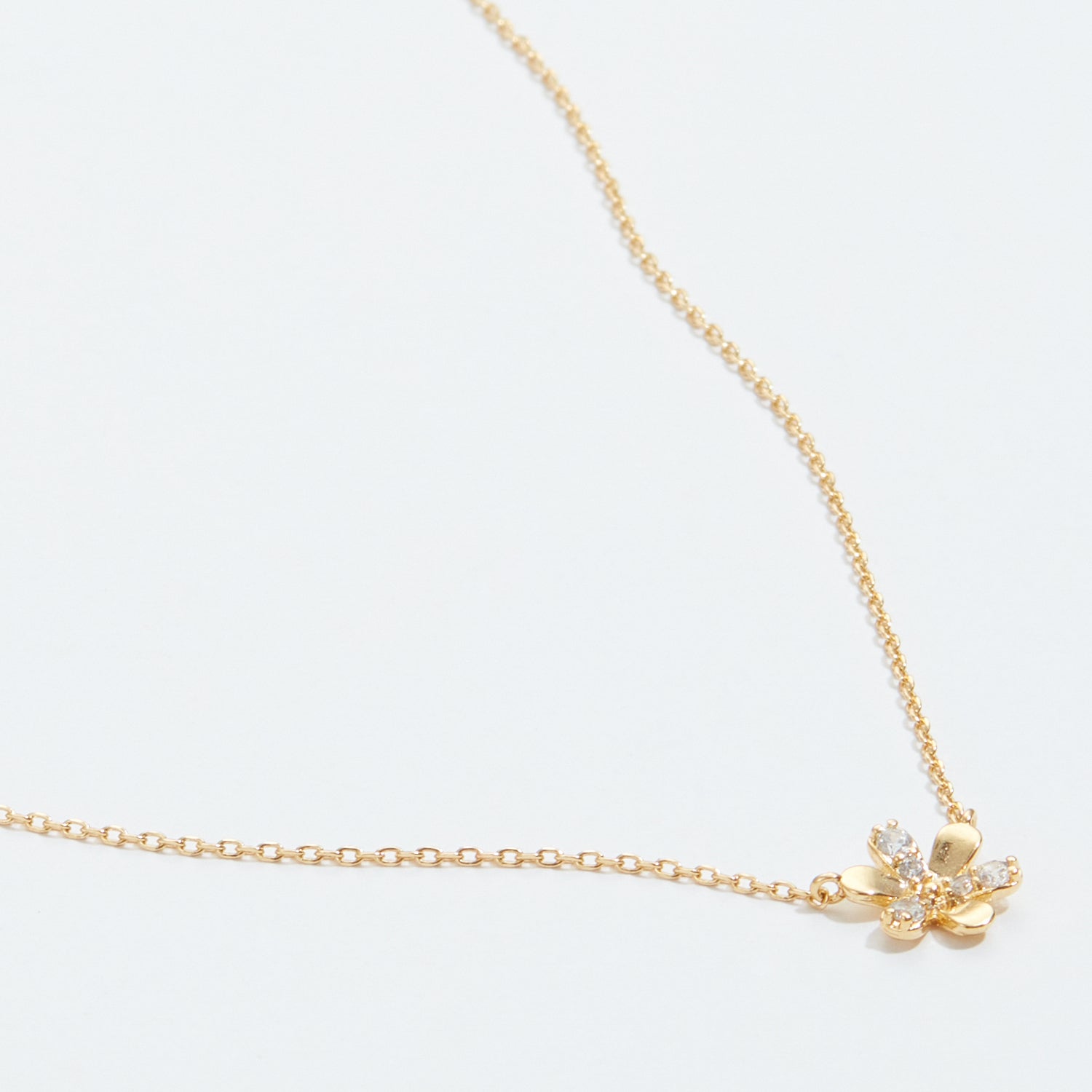 Gold Dipped Flower Pave Pendant Necklace - Frem