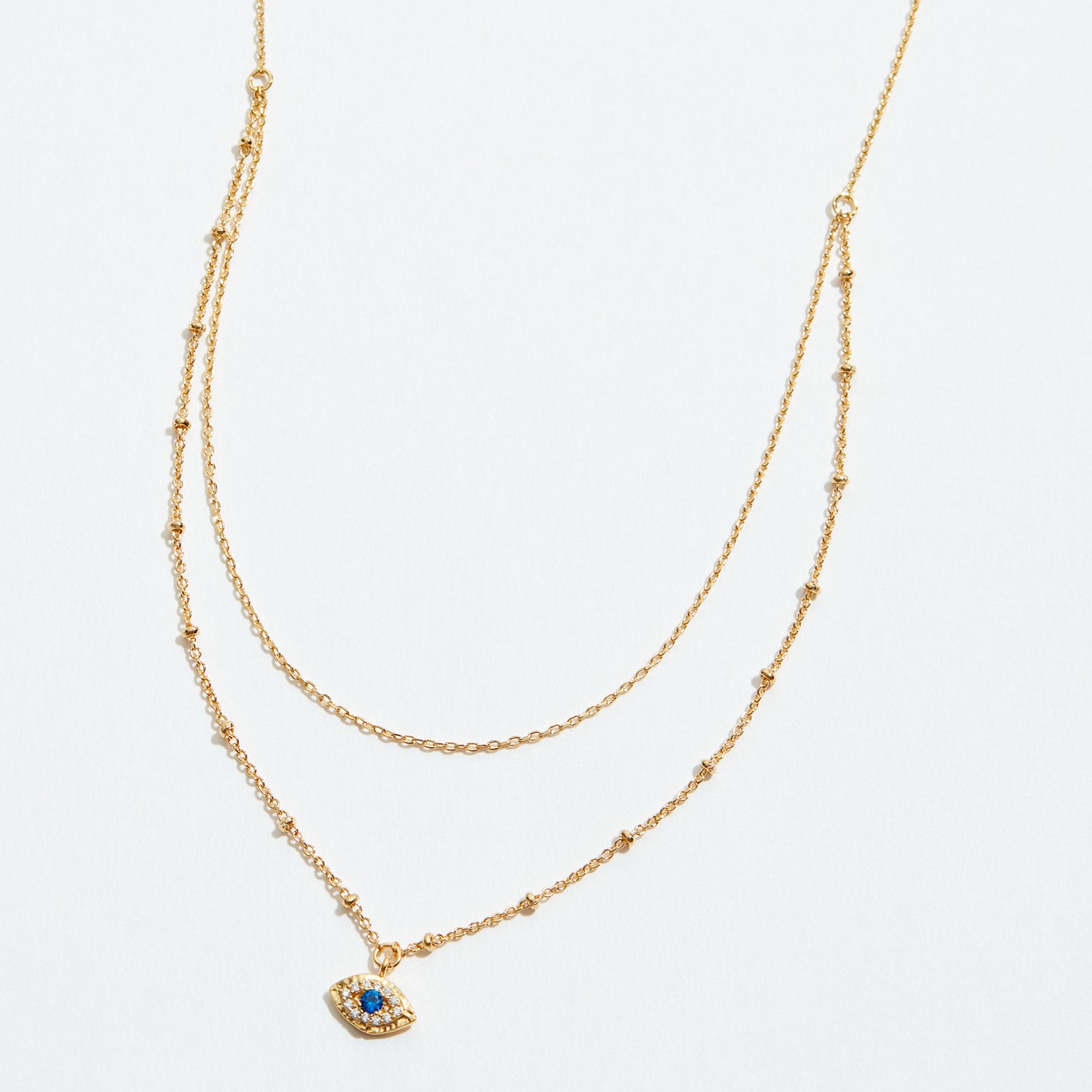 Gold Dipped Dainty Evil Eye Pendant Layered Necklace - Frem