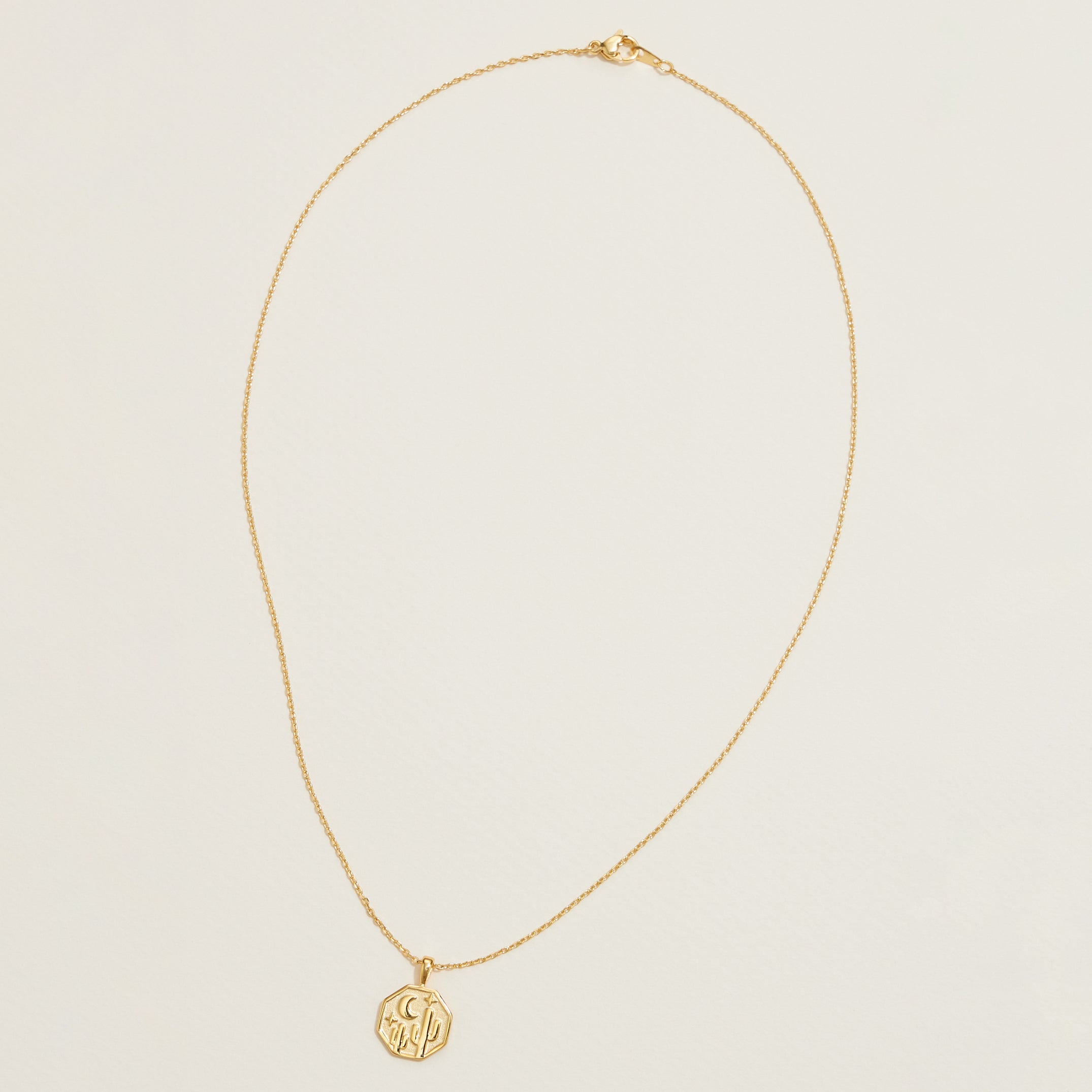 Gold Dipped Moon, Star, Cactus Pendant Necklace - Frem