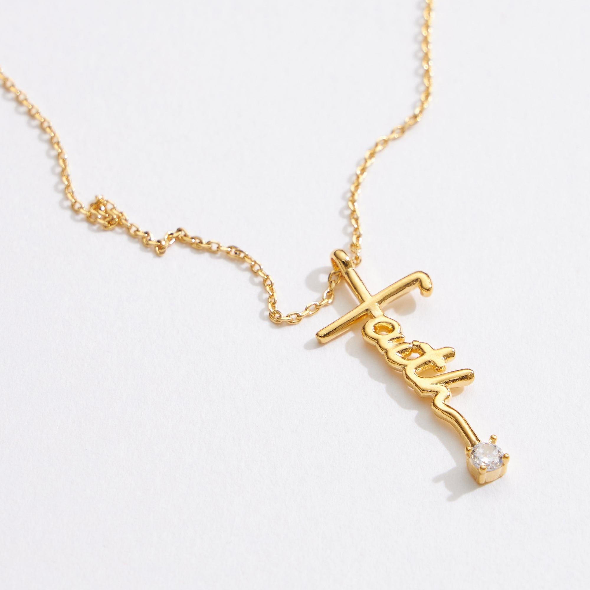 Gold Dipped Faith Script Necklace - Frem
