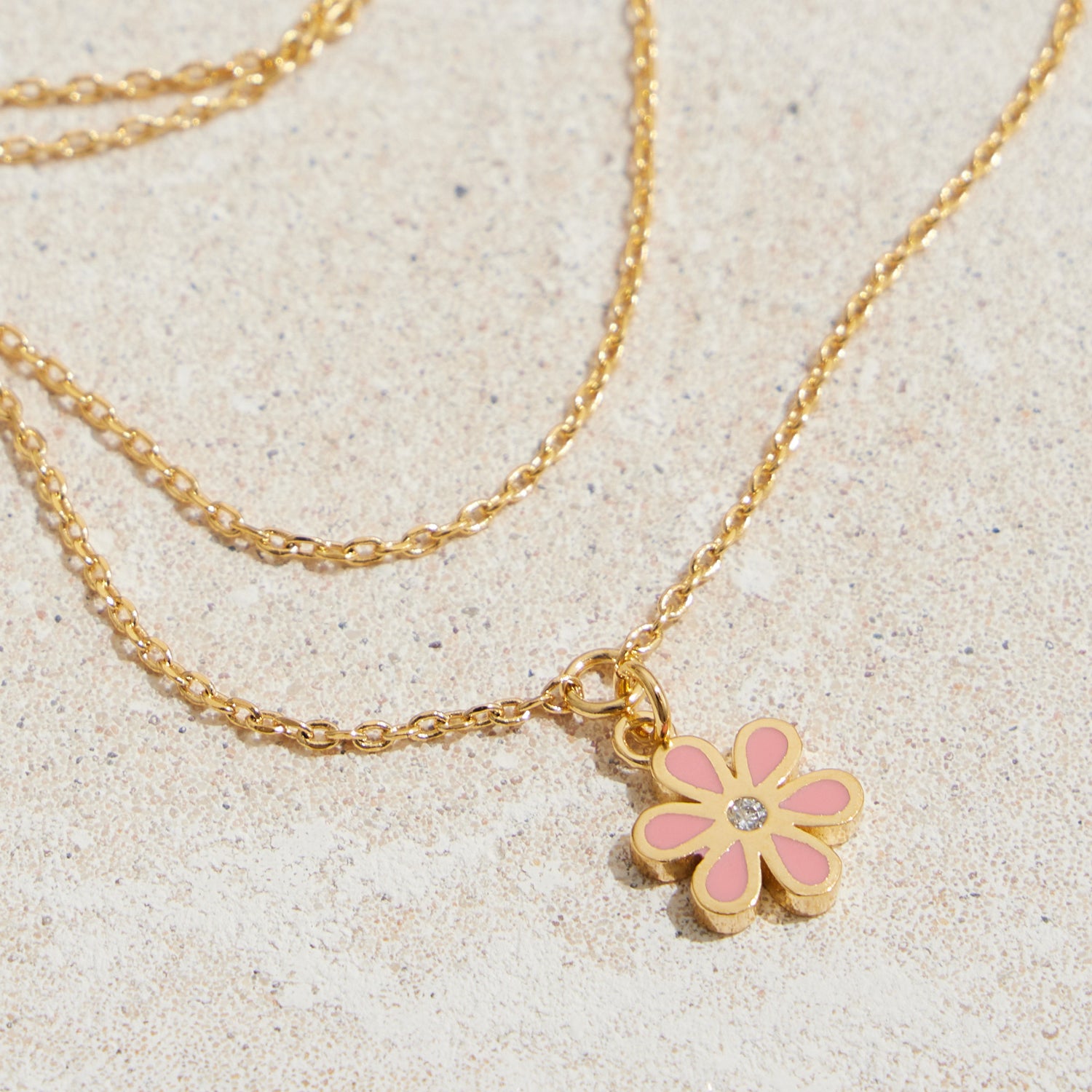 Gold Dipped Dainty Flower Pendant Layered Necklace - Frem