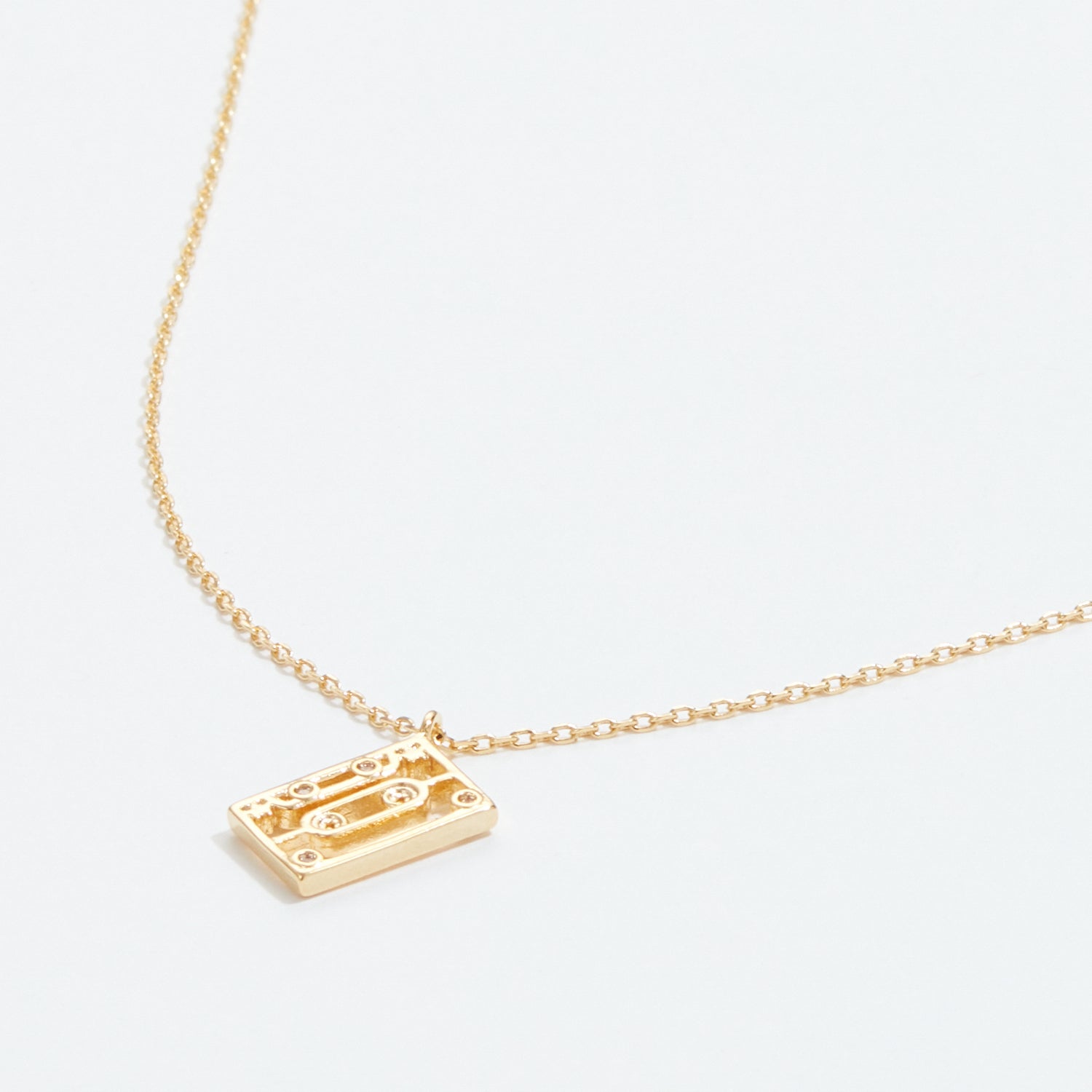 Gold Dipped Cassette Tape Pendant Necklace - Frem