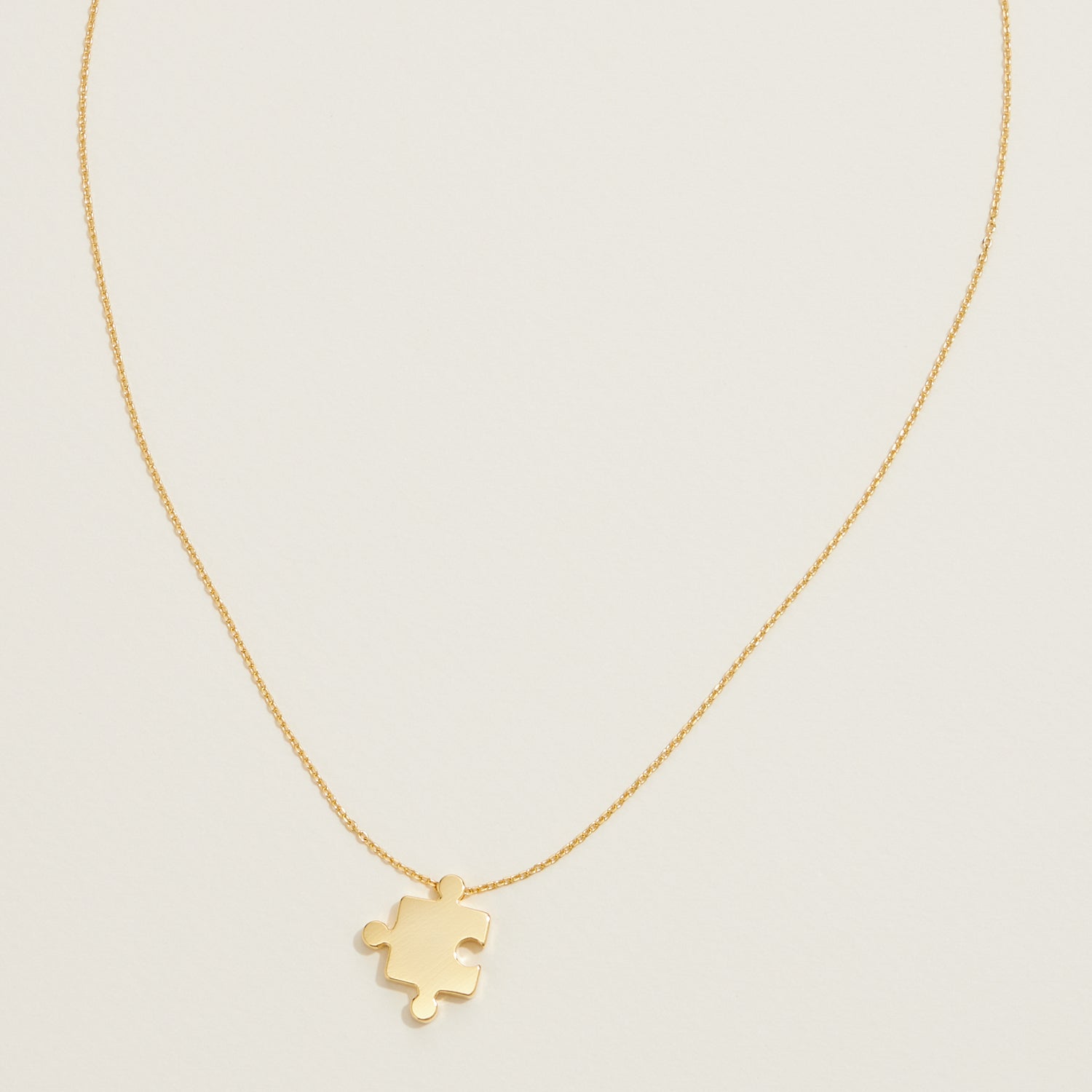 Gold Dipped Jigsaw Puzzle Pendant Necklace - Frem
