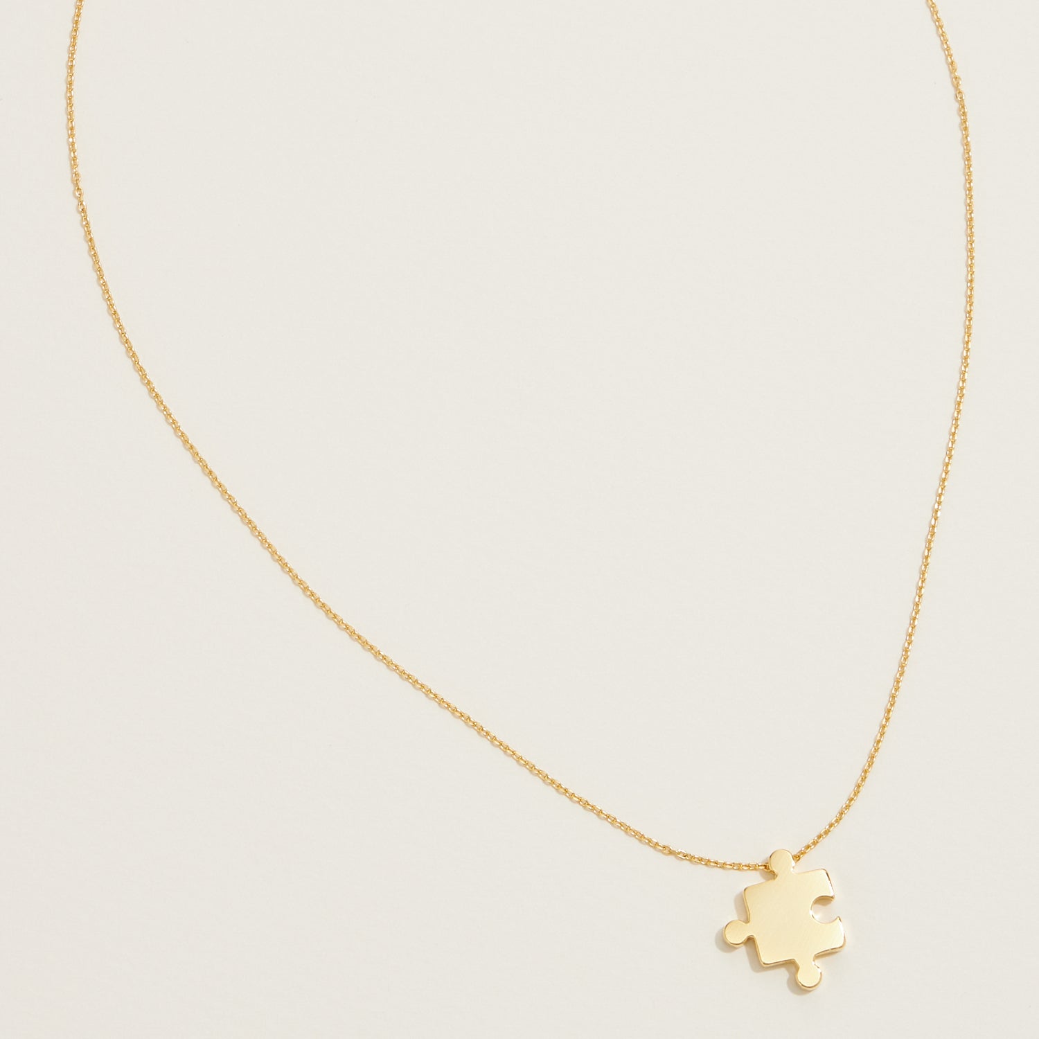 Gold Dipped Jigsaw Puzzle Pendant Necklace - Frem