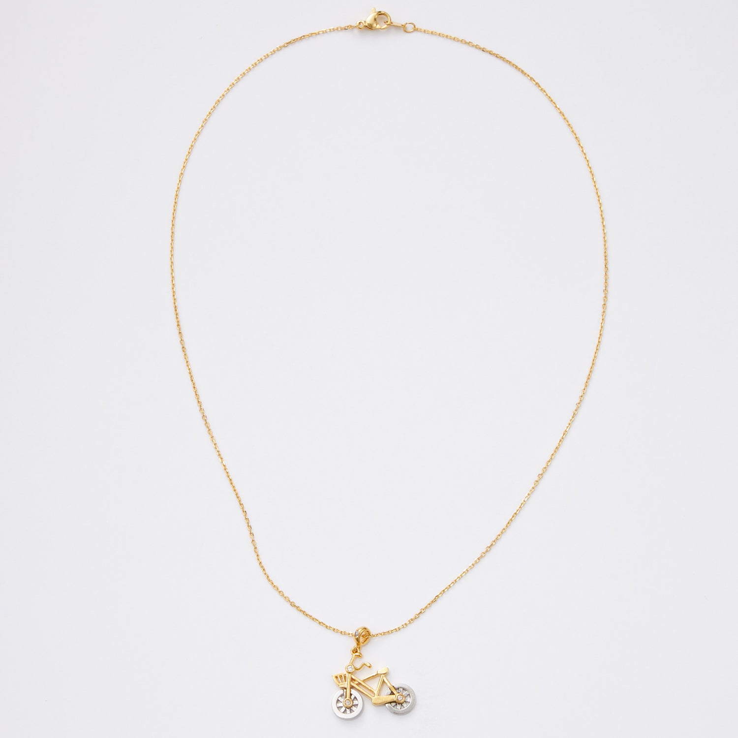 Gold Dipped Two Tone Bicycle Pendant Necklace - Frem