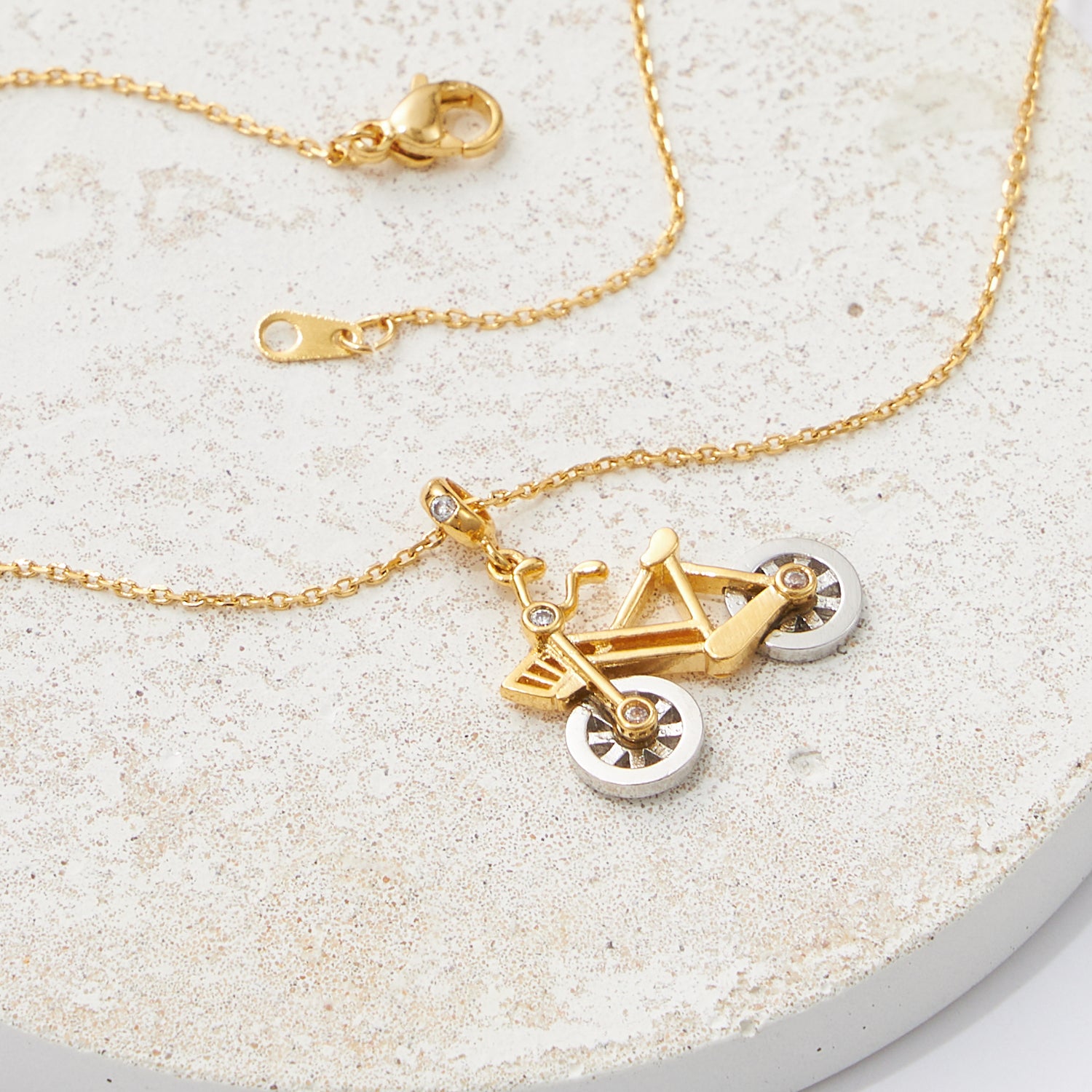 Gold Bike Necklace