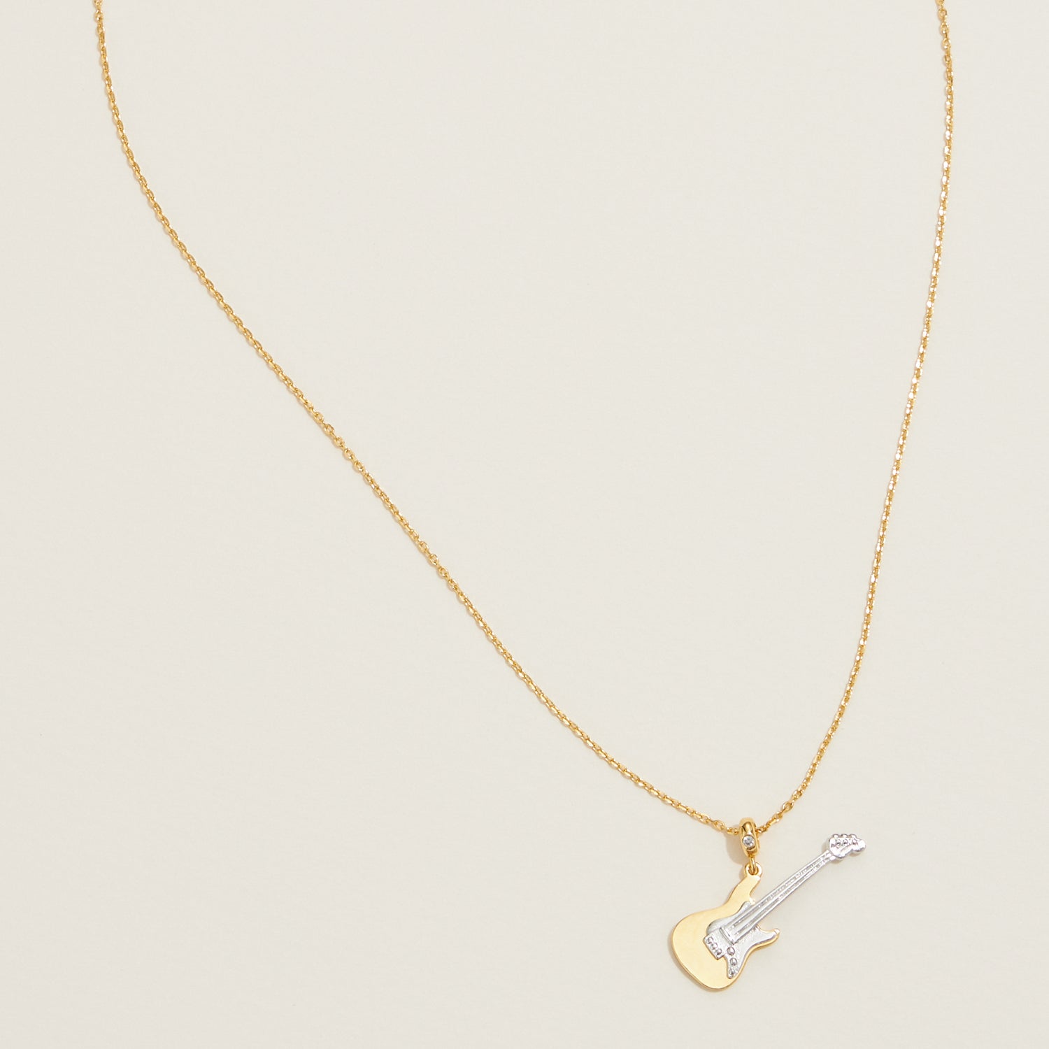 Gold Dipped Guitar Pendant Necklace - Frem