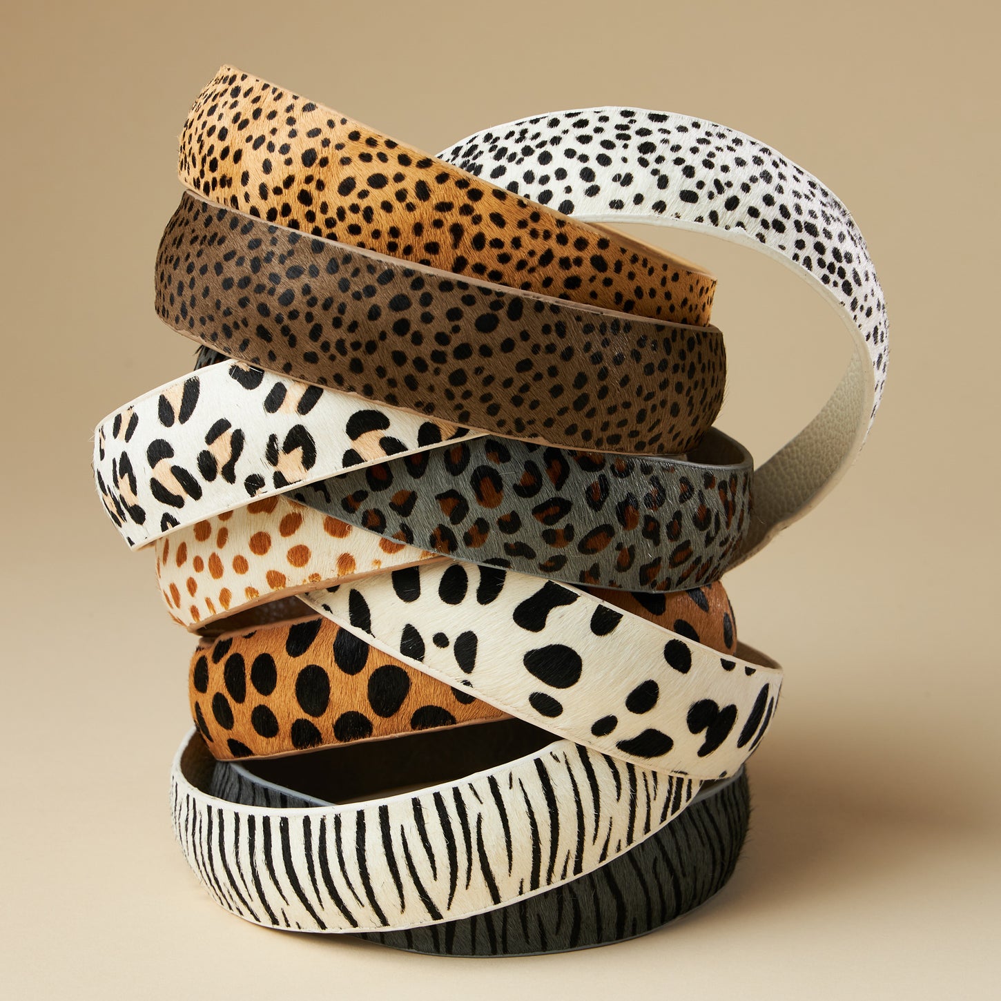 Genuine Leather Animal Print Headbands 1.5inch - Frem