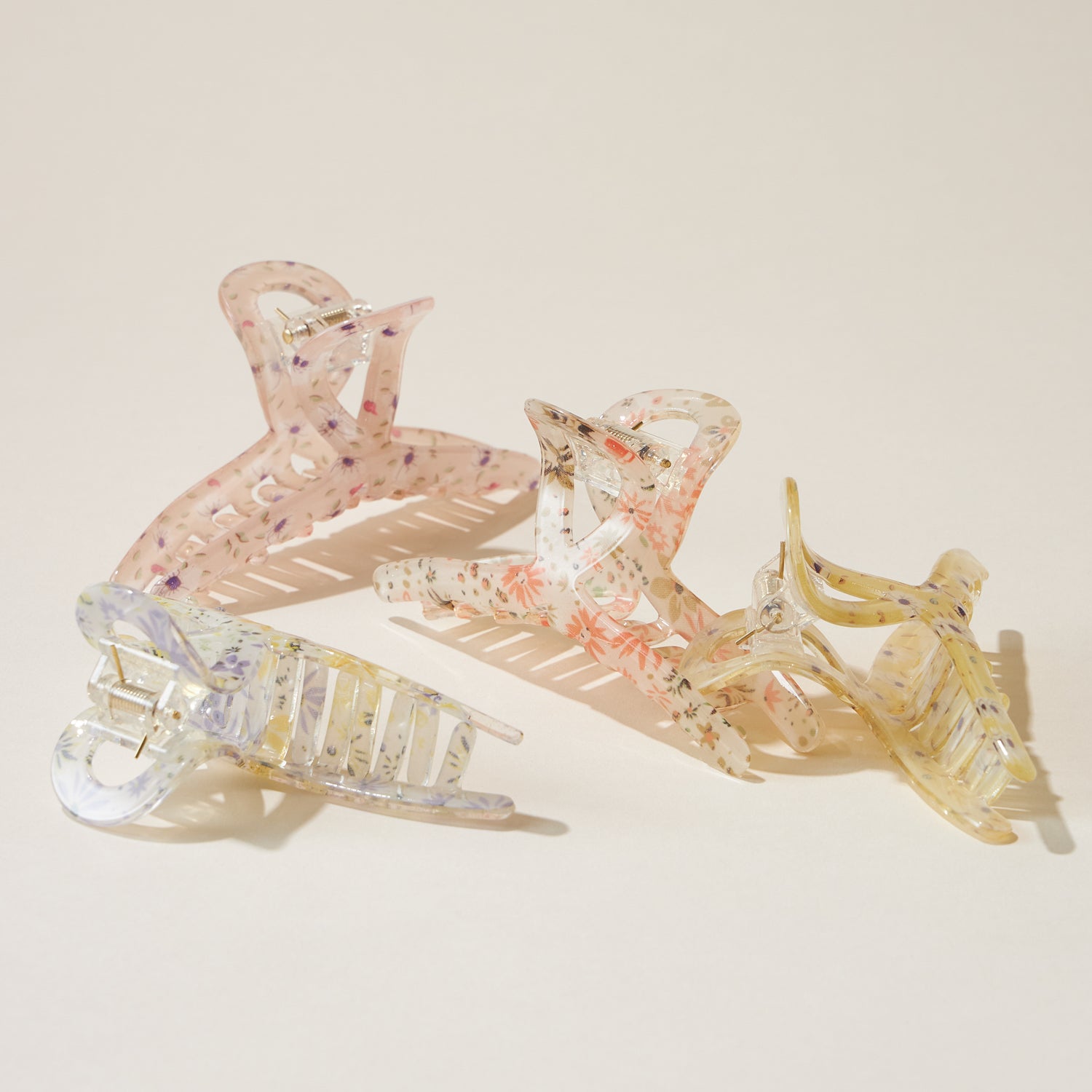 Flower Patterned Claw Hair Clips - Frem