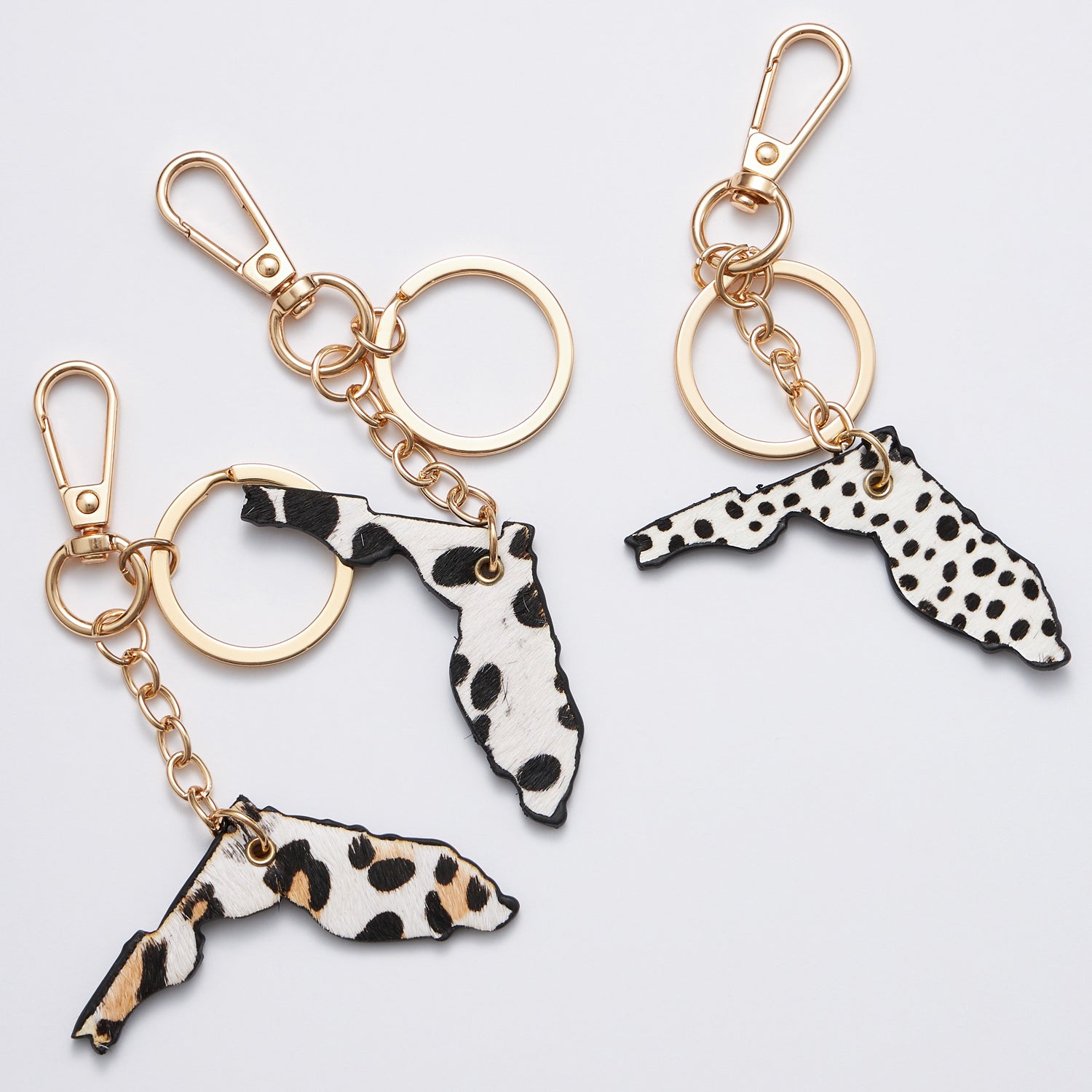 Genuine Leather Animal Print Florida State Keychains - Frem