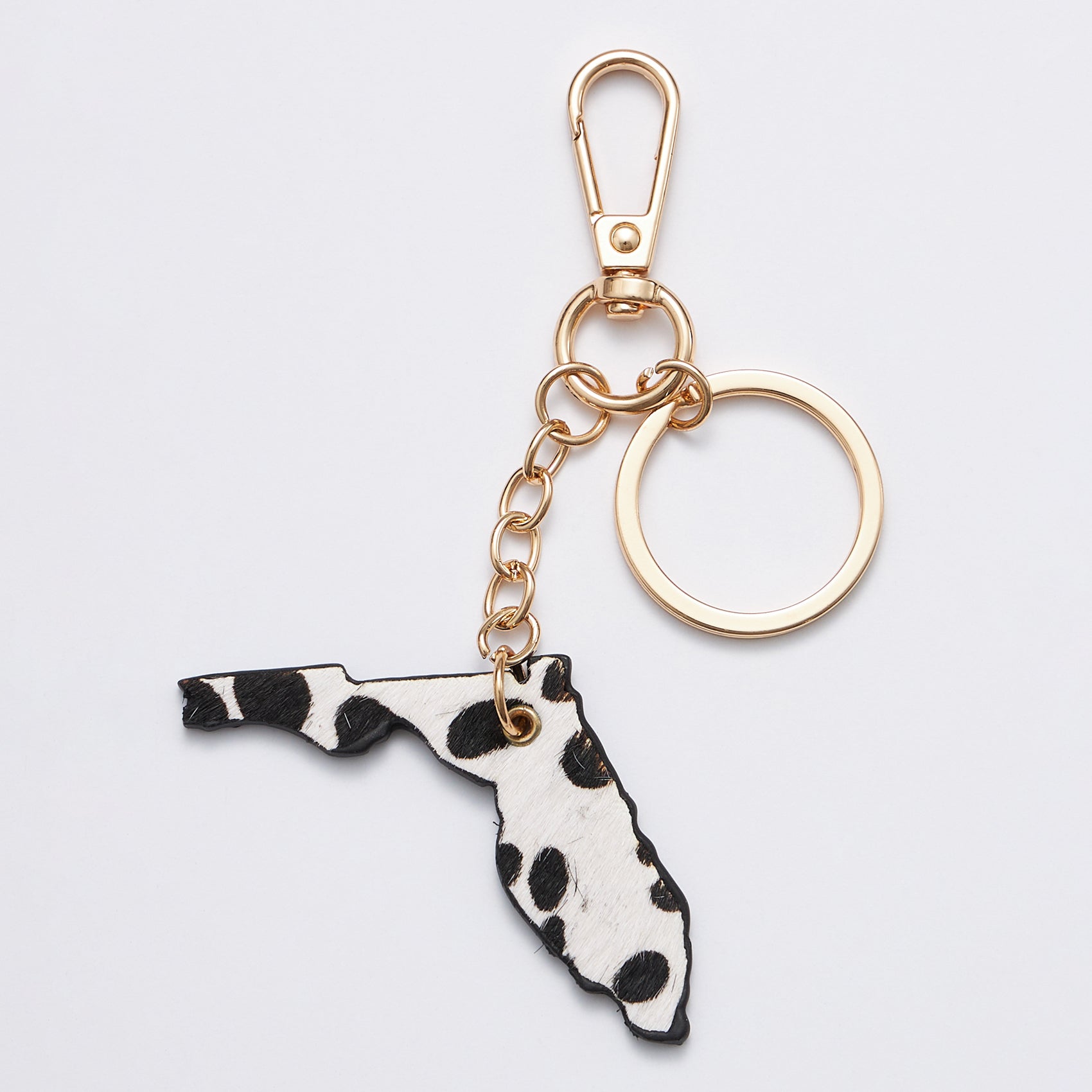 Genuine Leather Animal Print Florida State Keychains - Frem
