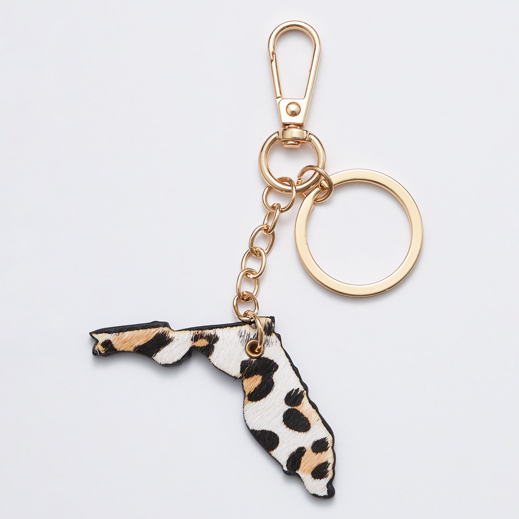 Genuine Leather Animal Print Florida State Keychains - Frem