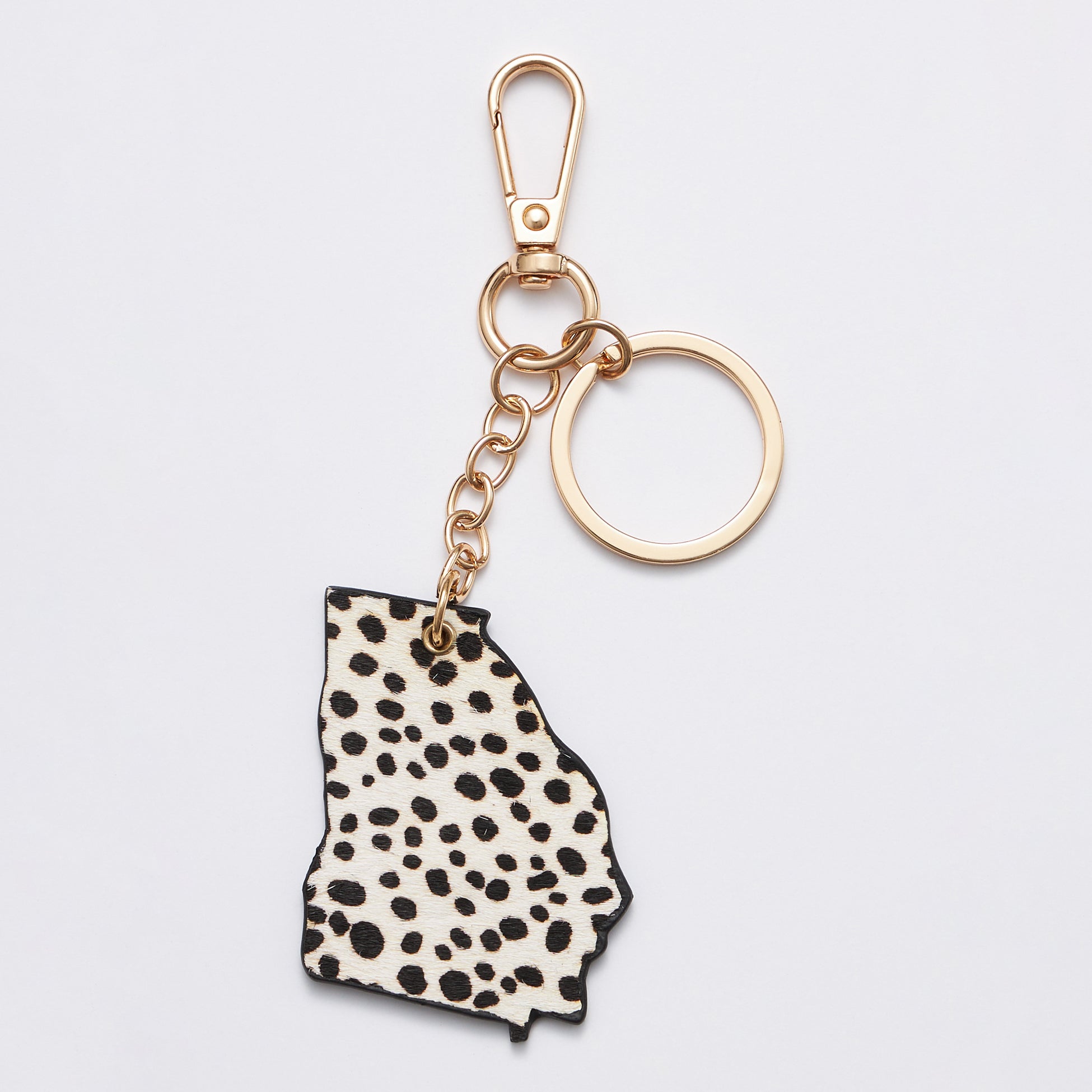 Genuine Leather Animal Print Georgia State Keychains - Frem