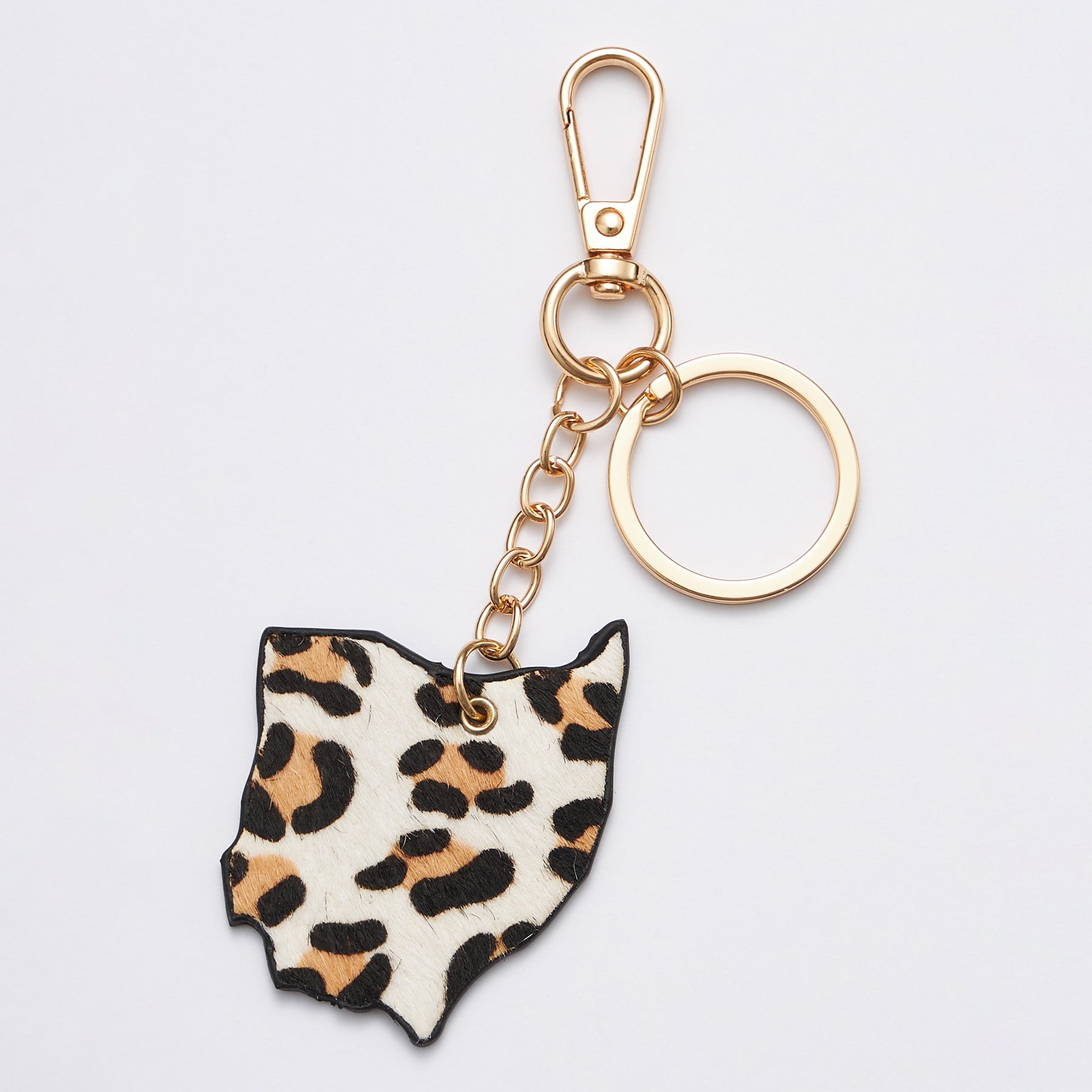 Genuine Leather Animal Print Ohio State Keychains - Frem
