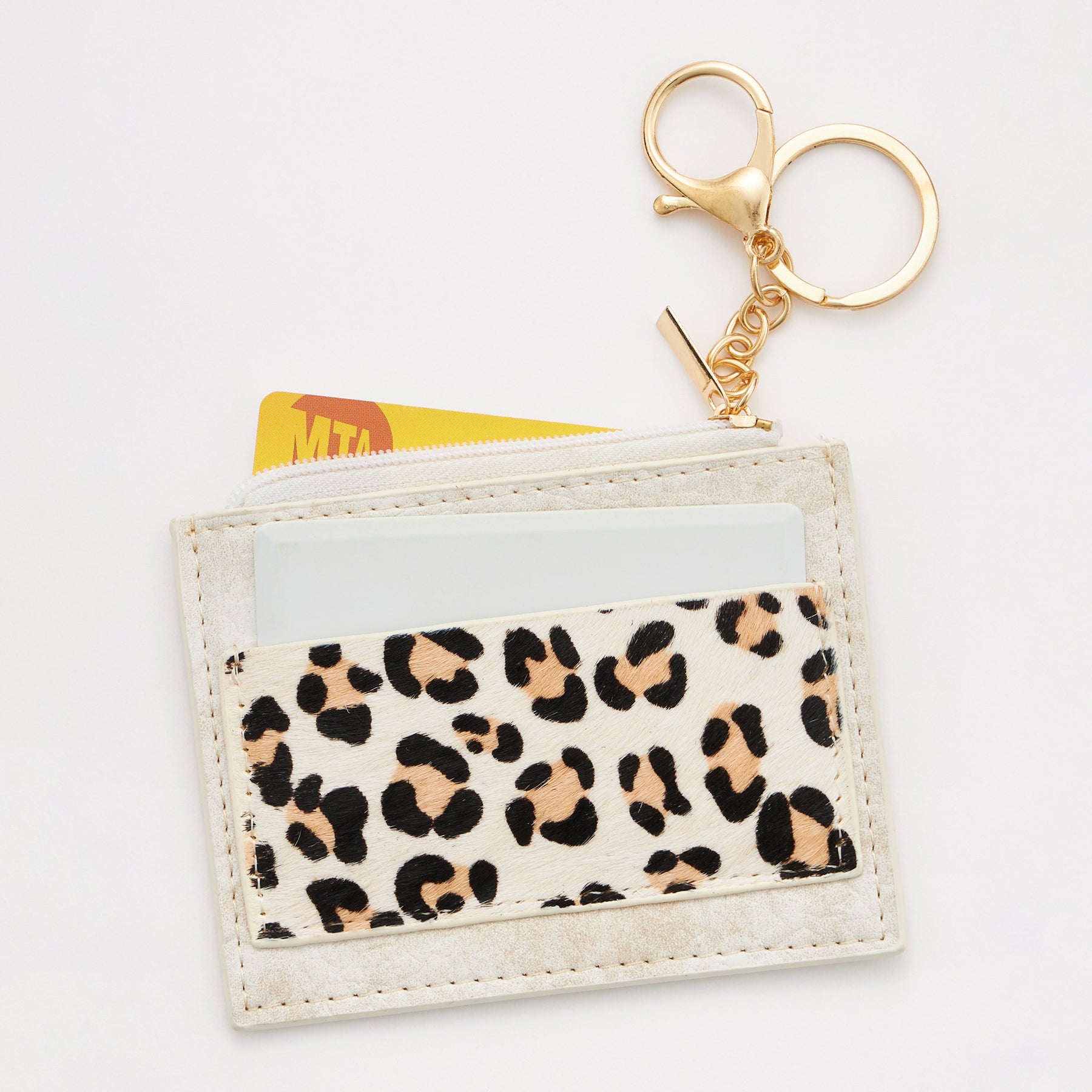 Animal Print Genuine Leather ID Card Holder Keychains - Frem