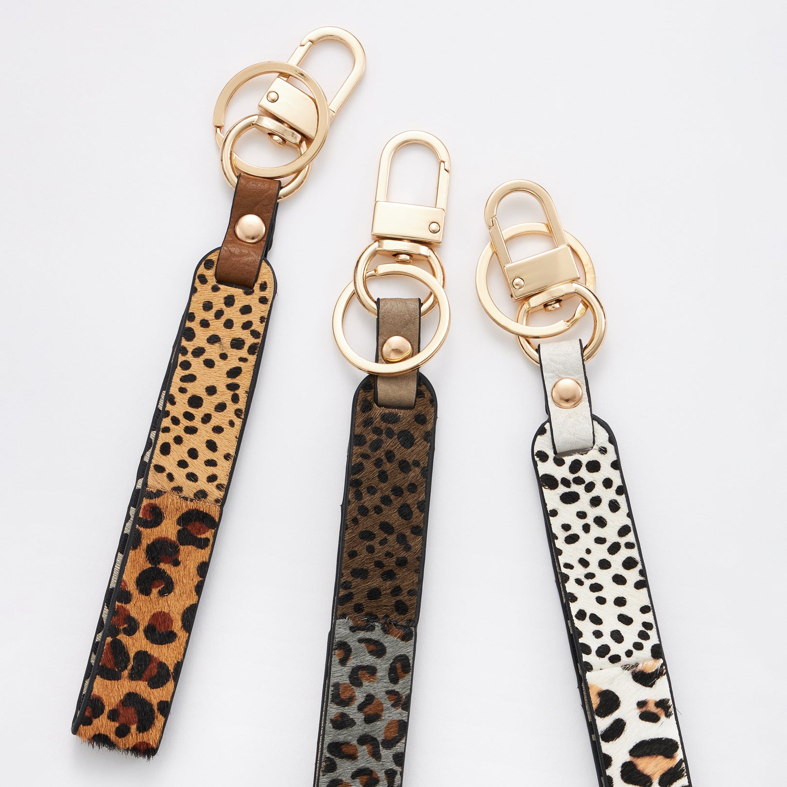 Genuine Leather Animal Print Strap Keychains - Frem