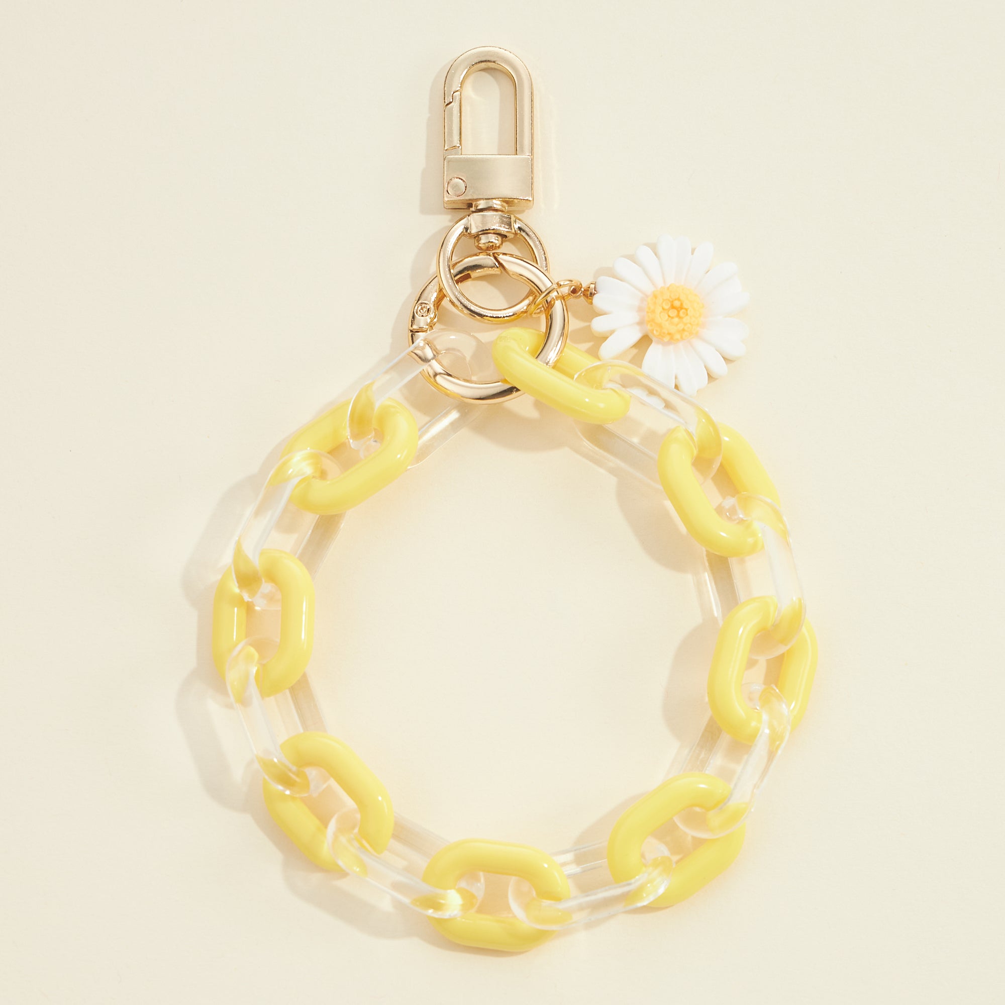 Flower Charm Two Tone Link Chain Keychain - Frem