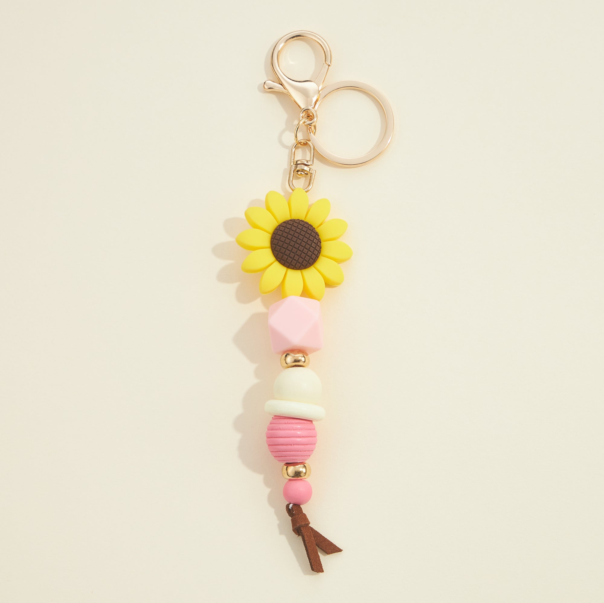 Sunflower & Daisy Beaded Keychain Charm - Frem