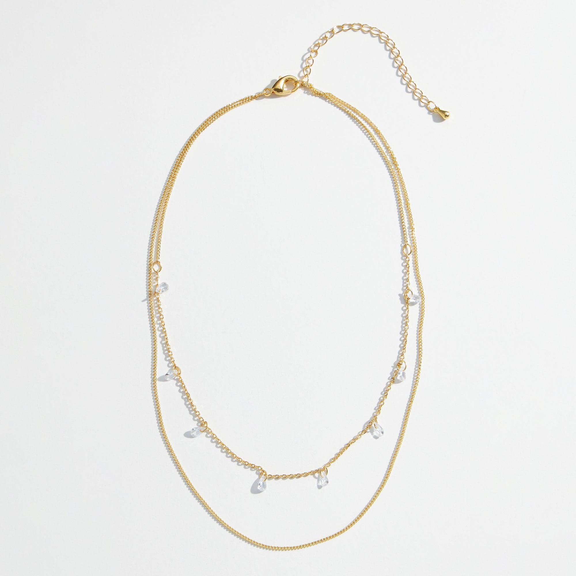 Gold Dipped CZ Charms Layered Necklace - Frem