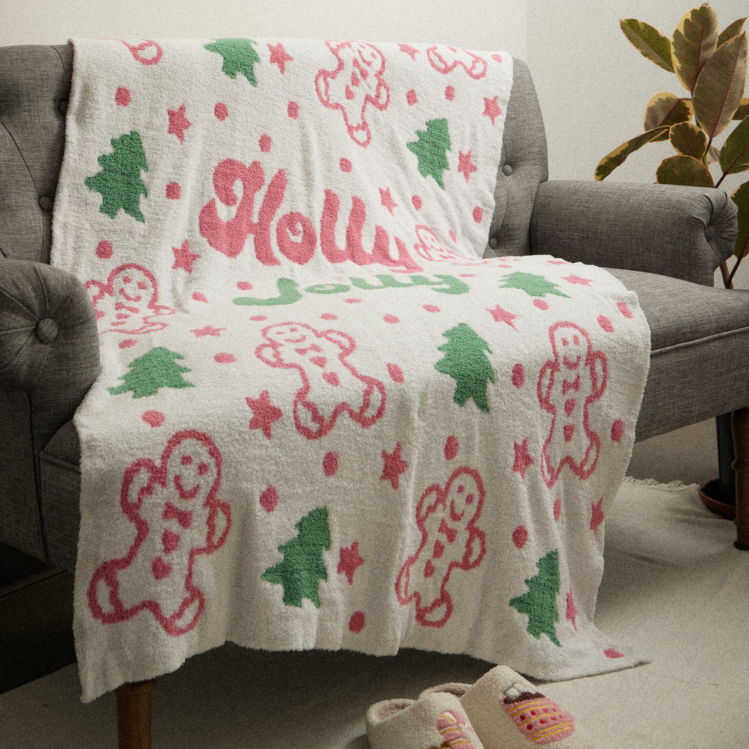 Holly Jolly Christmas Terry Cloth Blanket