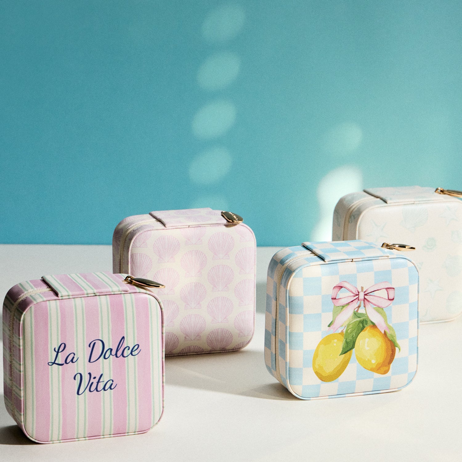 Lemon Gingham Travel Jewelry Box - Frem