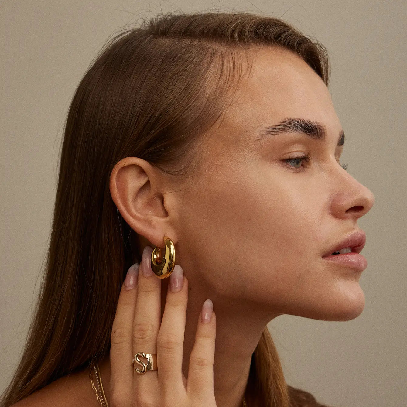 Refined Gold Dip | Stainless Steel Open Hoop Earrings