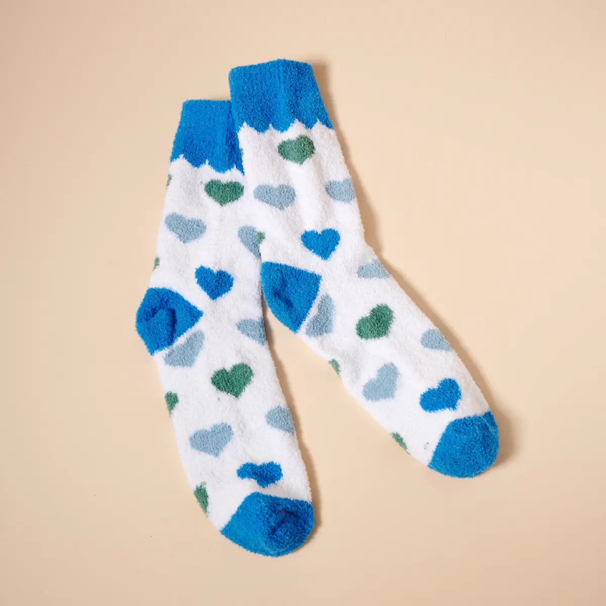 Fuzzy Heart Print Socks Gift Set – 4 Pairs for Christmas Gift