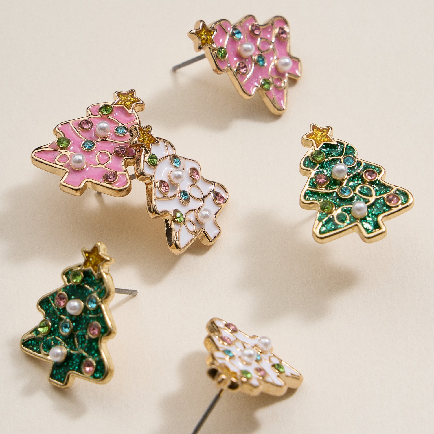 Christmas Tree Enamel Stud Earrings | Festive Christmas Tree Enamel Stud Earrings - Frem