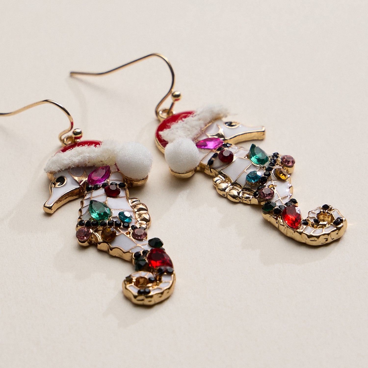 Festive Rhinestone Seahorse Drop Earrings for Elegant Holiday Style
