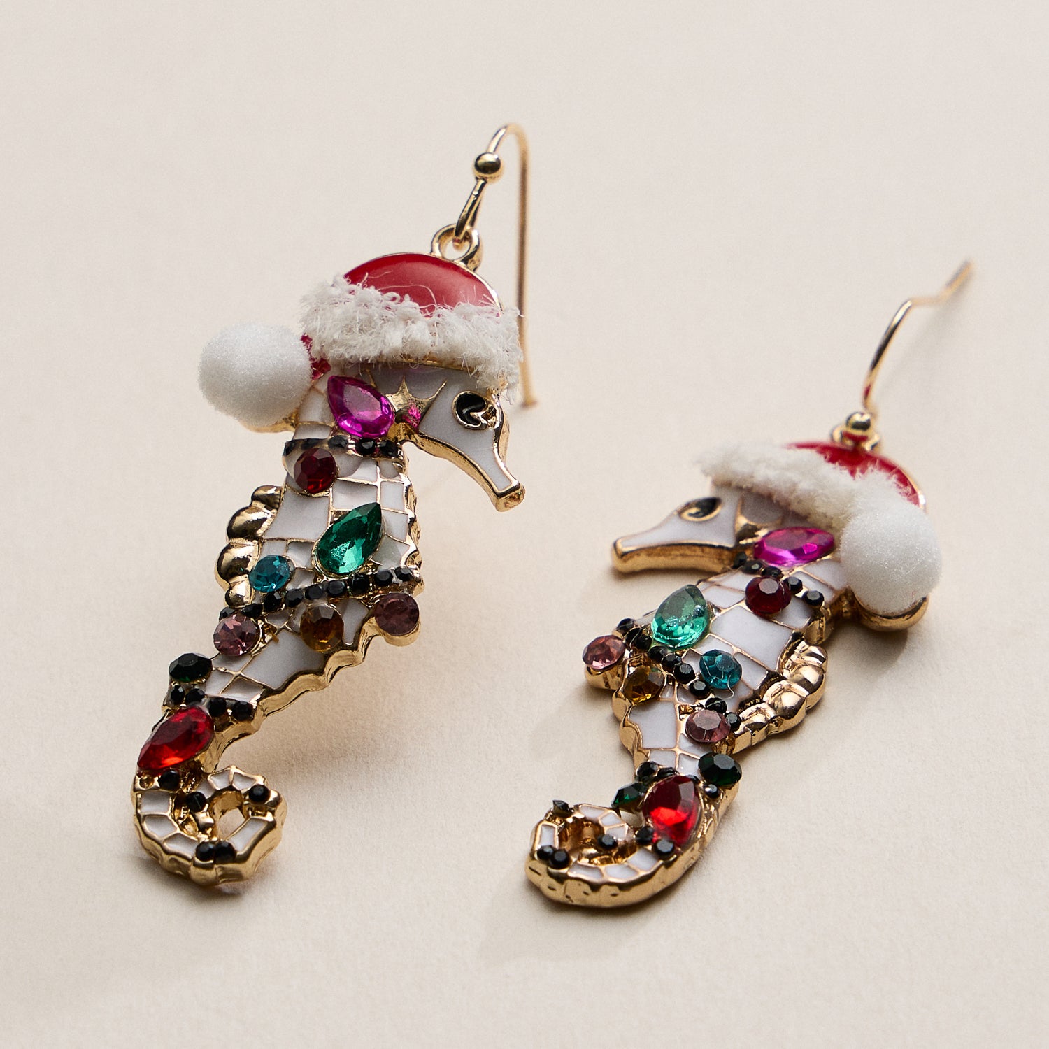 Festive Rhinestone Seahorse Drop Earrings for Elegant Holiday Style