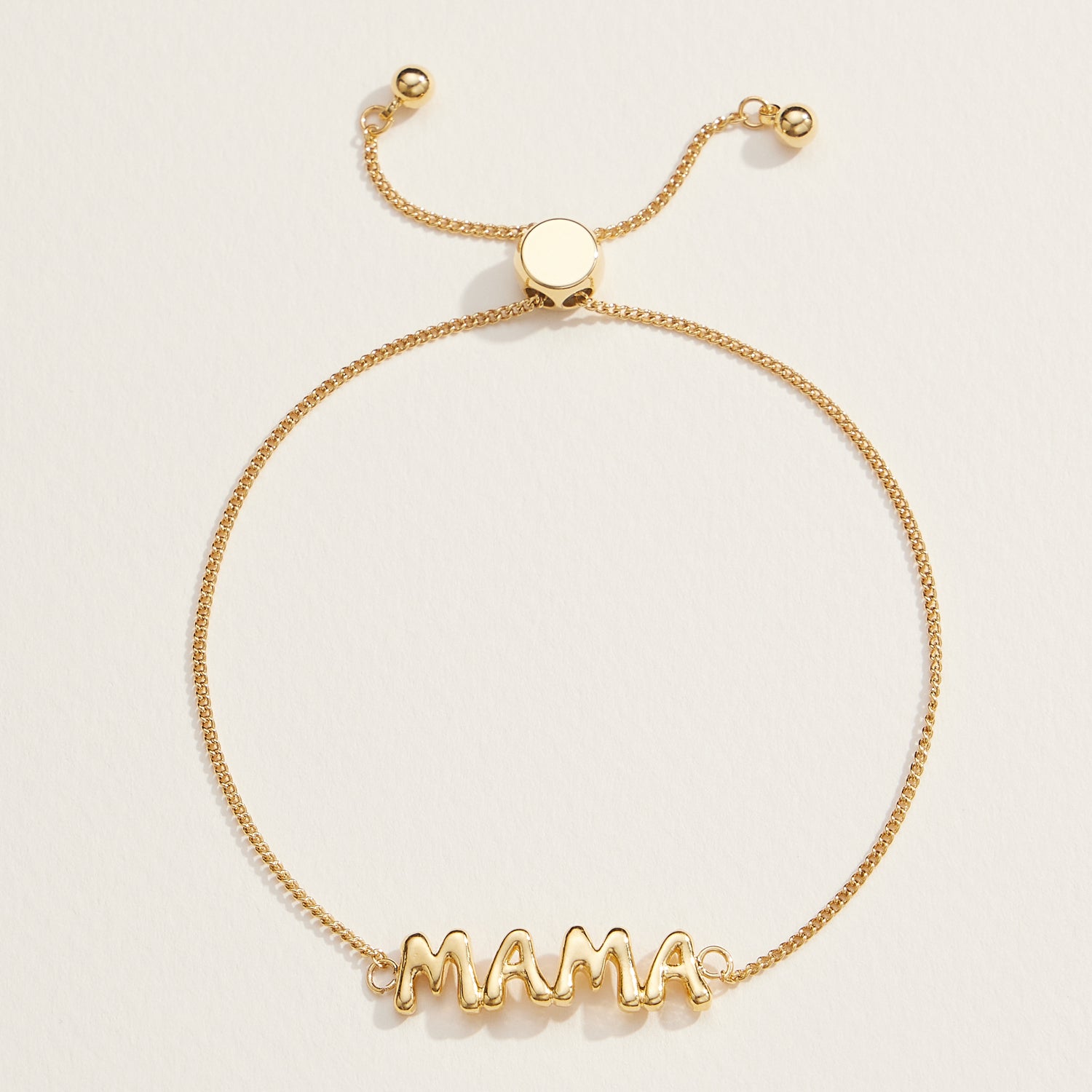 Adjustable Mama Script Bracelet in 18K Gold Dip or Silver