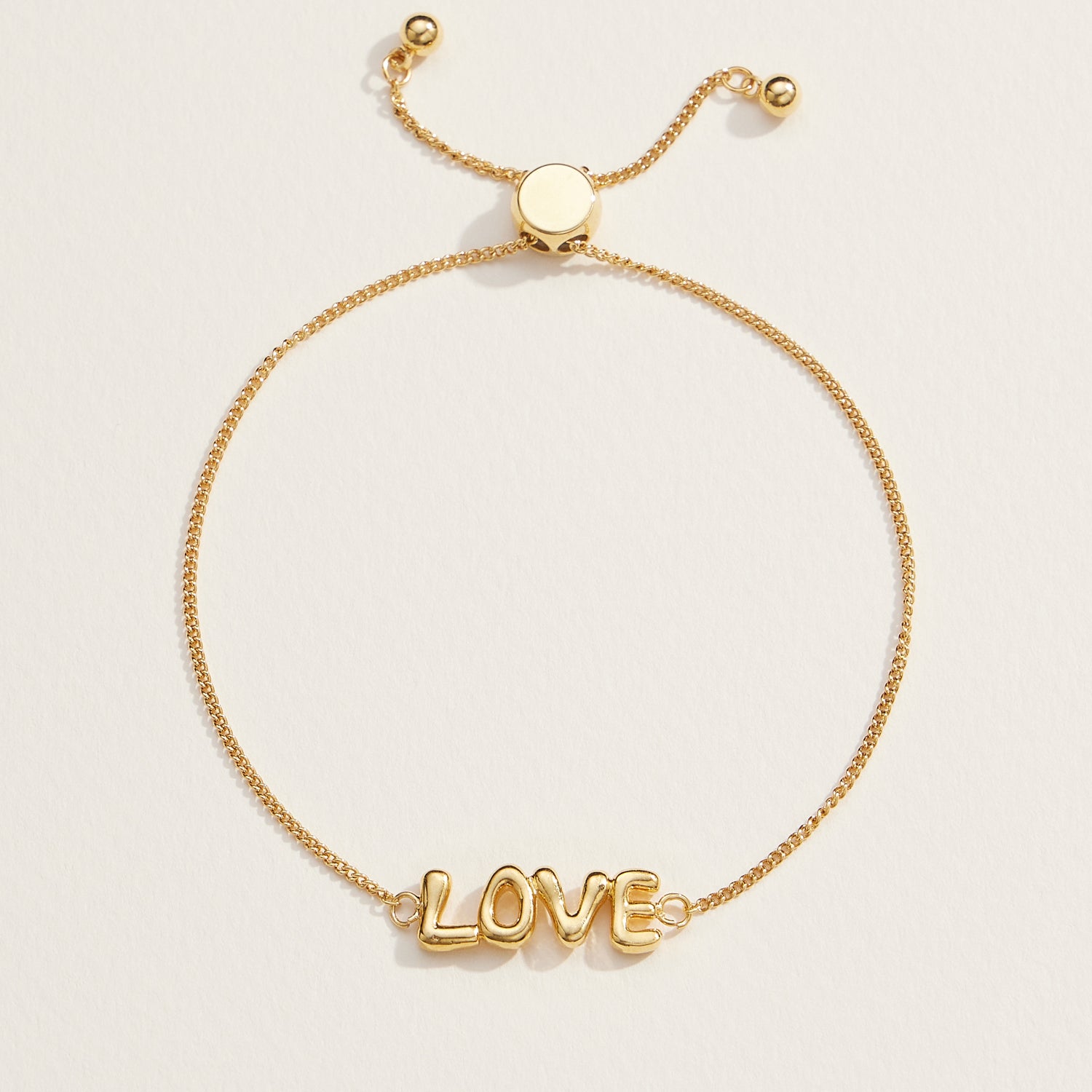 Adjustable Love Script Bracelet in 18K Gold Dip or Silver