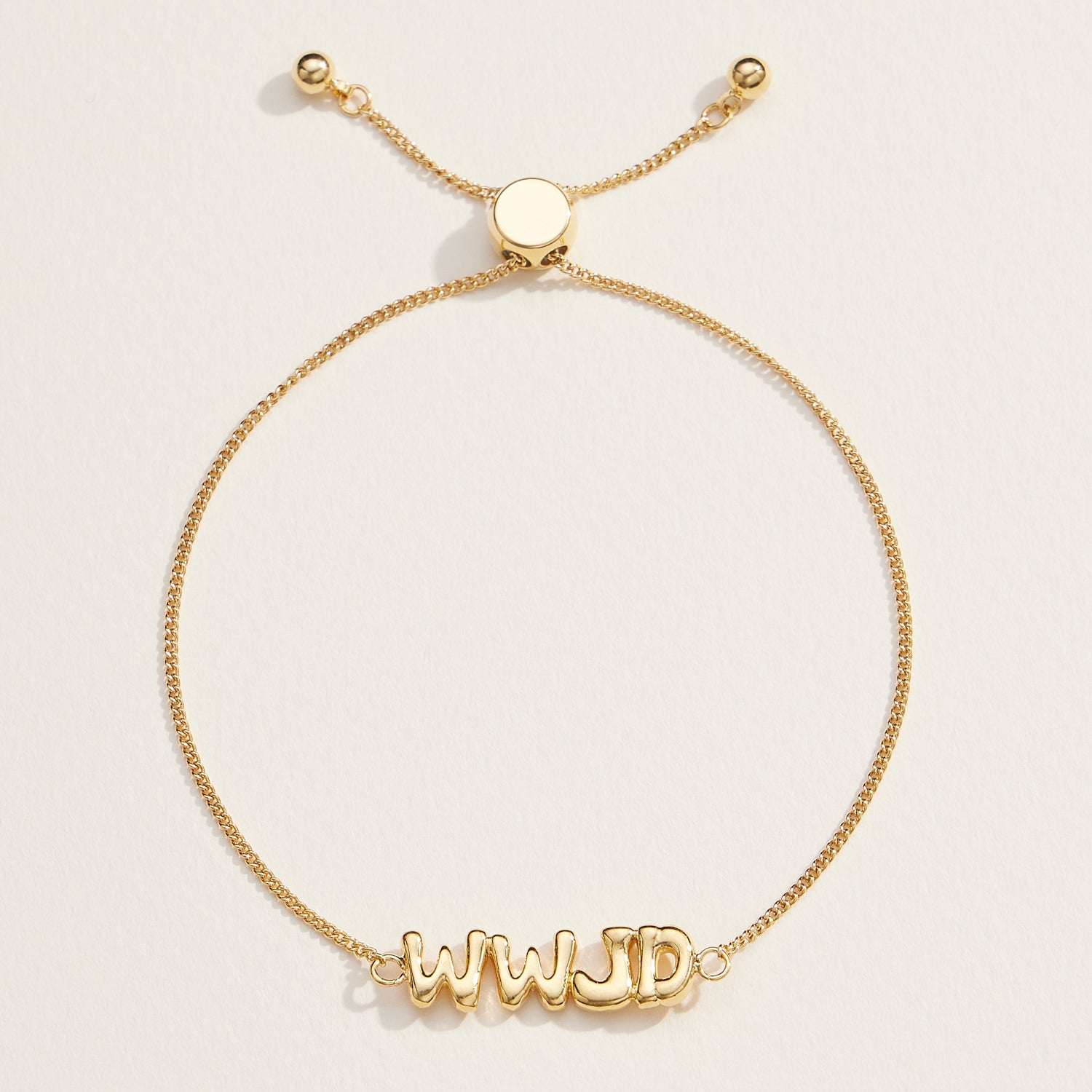 WWJD Adjustable Bracelet in 18K Gold Dip or White Gold