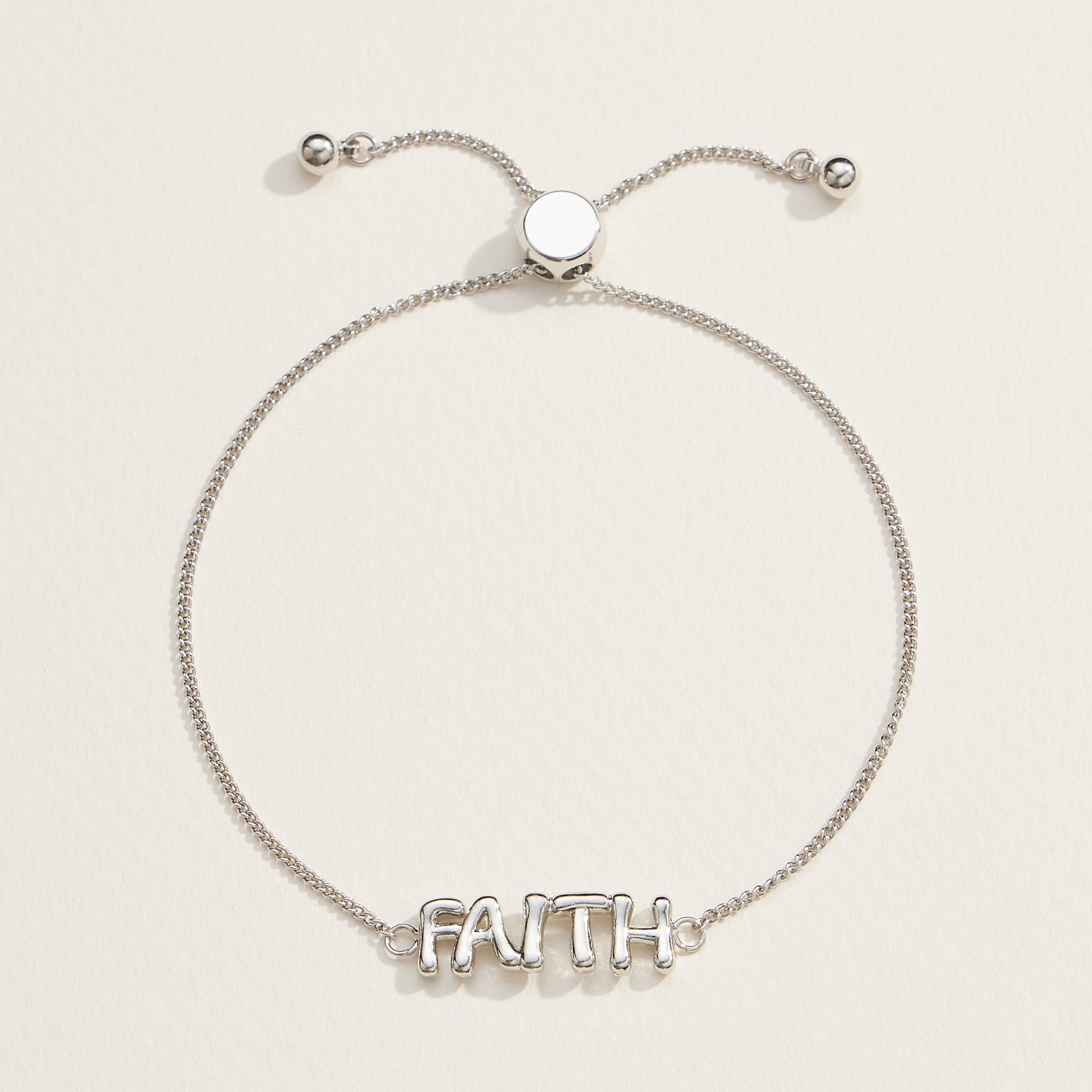 Adjustable Faith Script Bracelet in 18K Gold Dip or White Gold