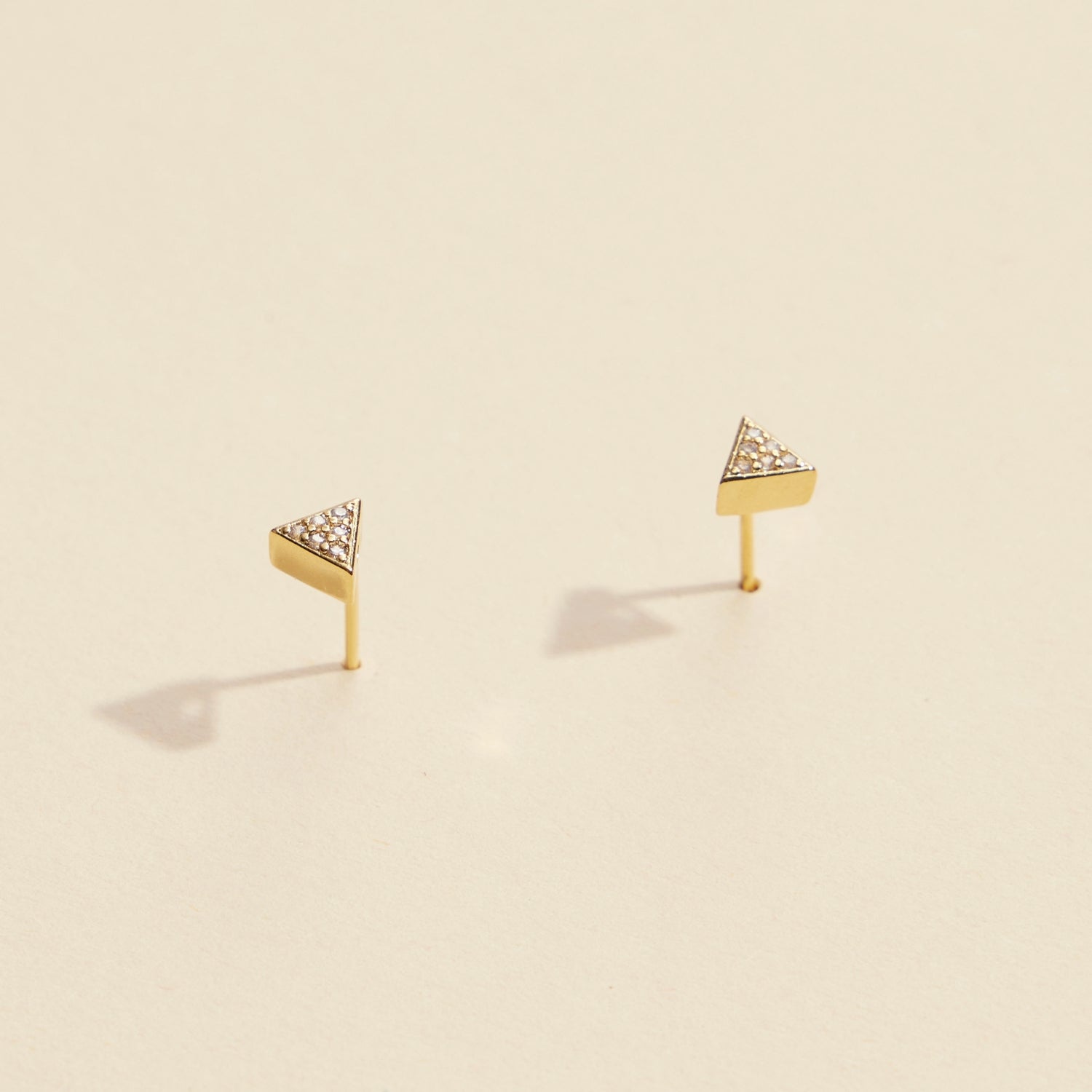 Modern Triangle Rhinestone Gold-Dipped Stud Earrings